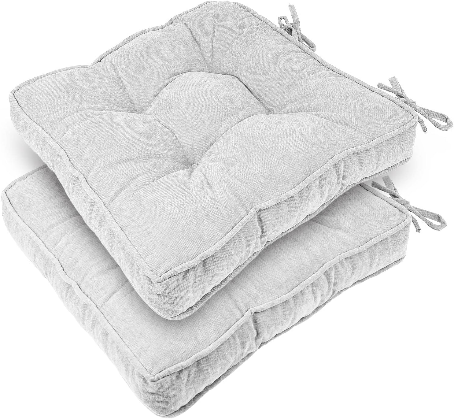 RULAER Indoor 20x20x3.5inch Chair Cushions White Tufted