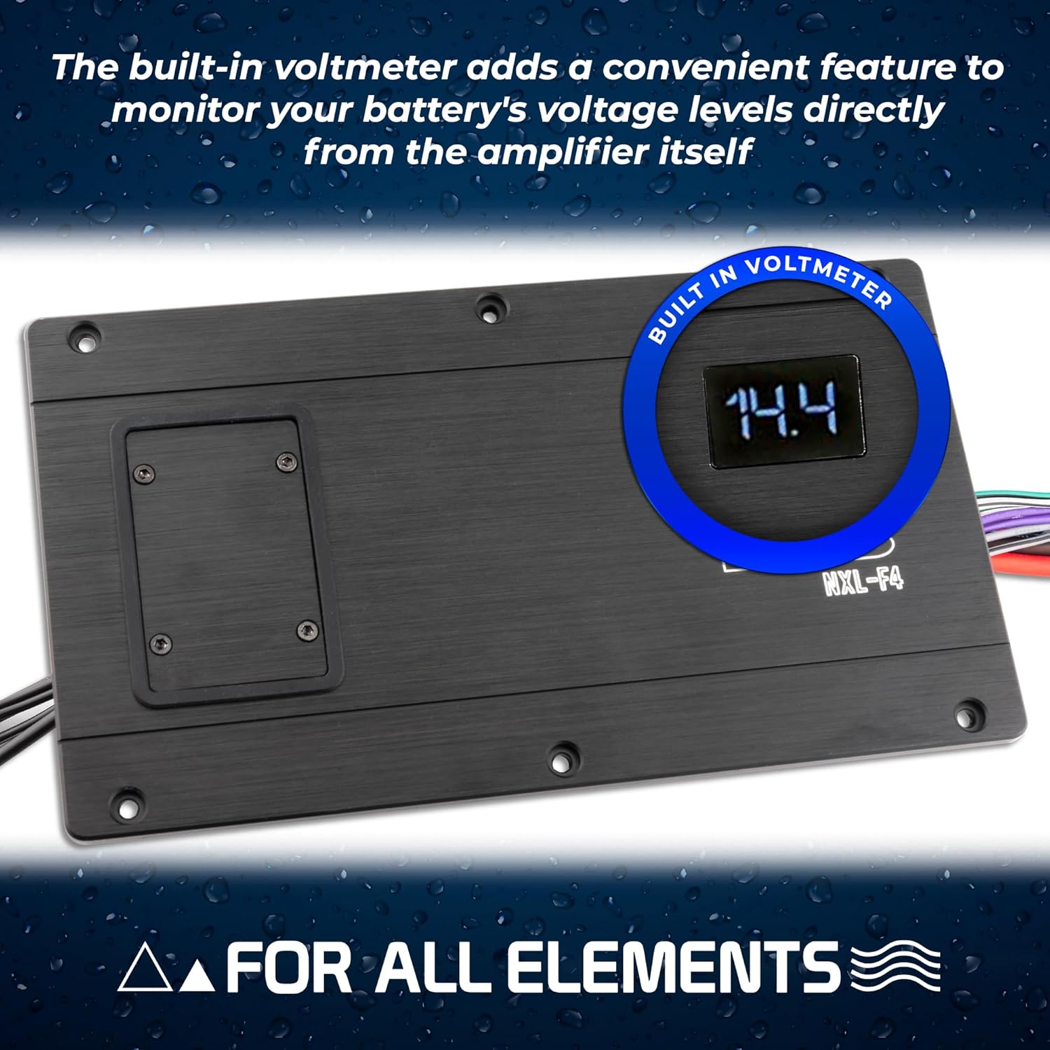 DS18 Hydro NXL-F4 Marine Amplifier Flush Mount – 4 Channels, 1200Watts Max, IPX67 Waterproof, Compact Digital Full Range Amp for All Applications