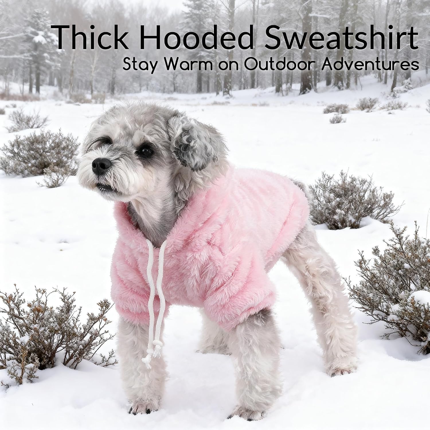 Fuzzy Dog Hoodie Sweater for Large Dogs Warm Winter Dog Clothes with Double-Sided Plush Fleece Soft Stretchy Pet Coats Hooded Sweatshirt for Medium Large Dogs