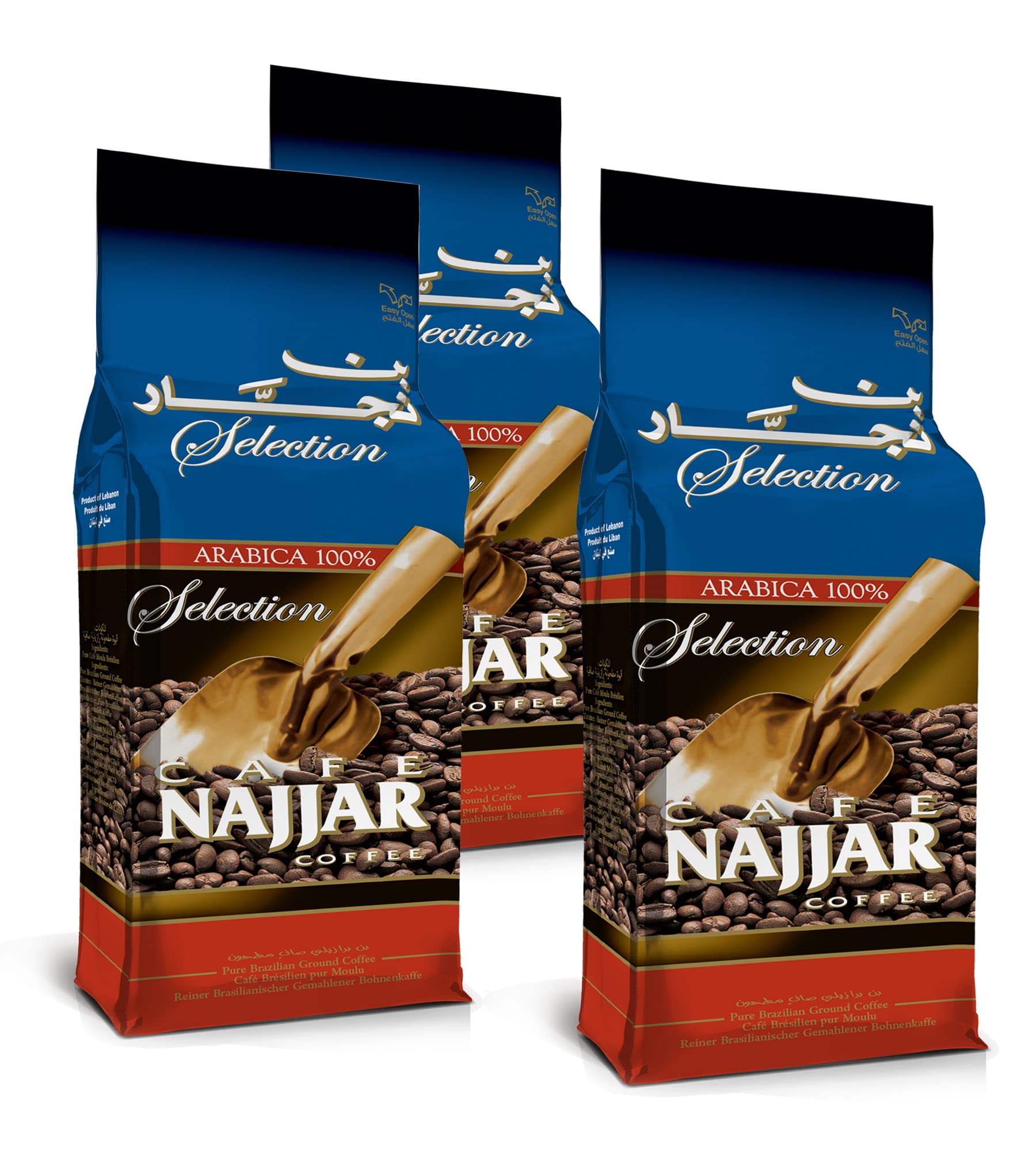 Cafe Najjar Turkish Coffee, 100% Arabica, Dark Roast, Ground, Arabic, Works with Turkish Coffee Machine. (3, 1 Pound)