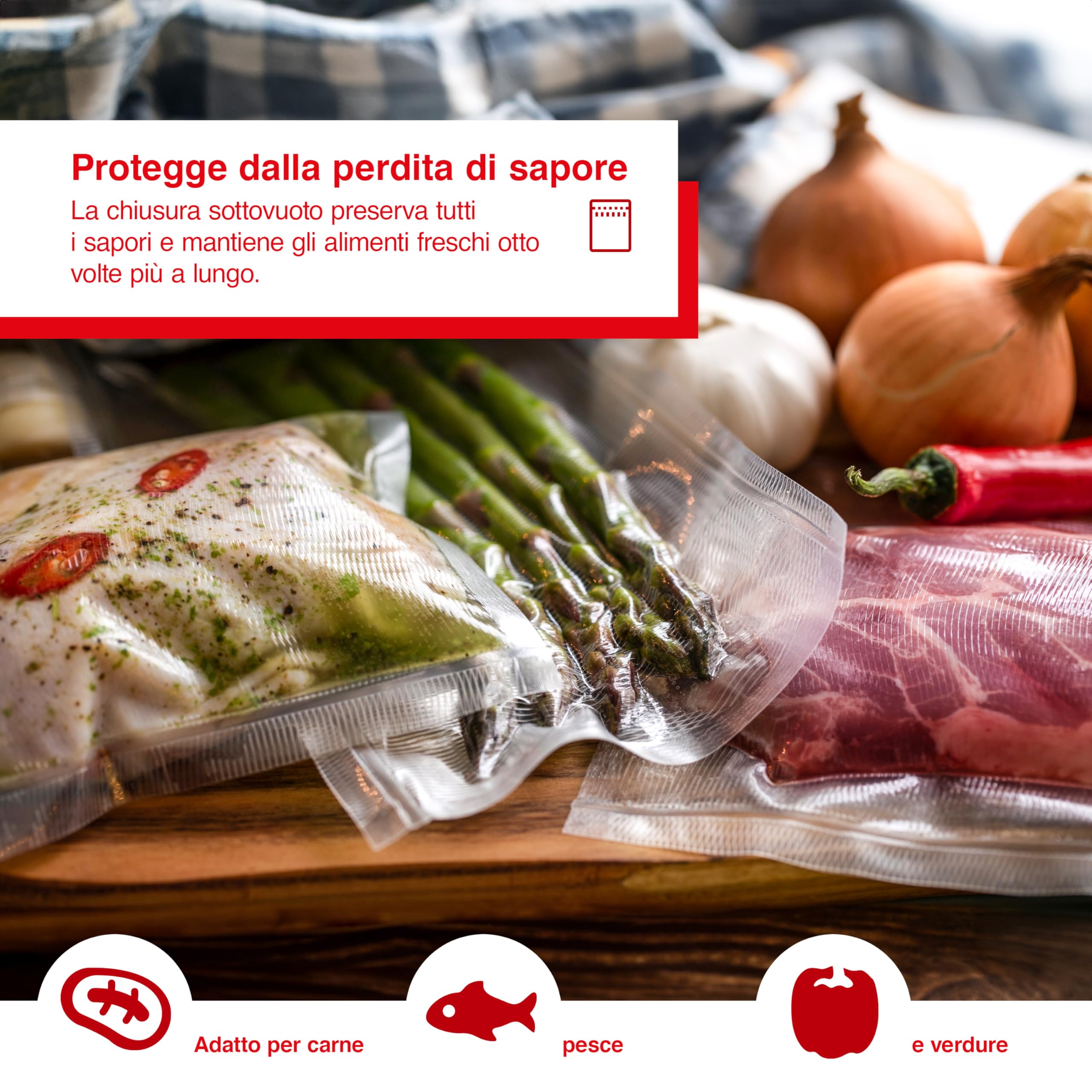 Solis 5 rotoli di pellicola e 50 sacchetti sottovuoto, ideali per l'uso con macchine per imballaggio sottovuoto, senza BPA