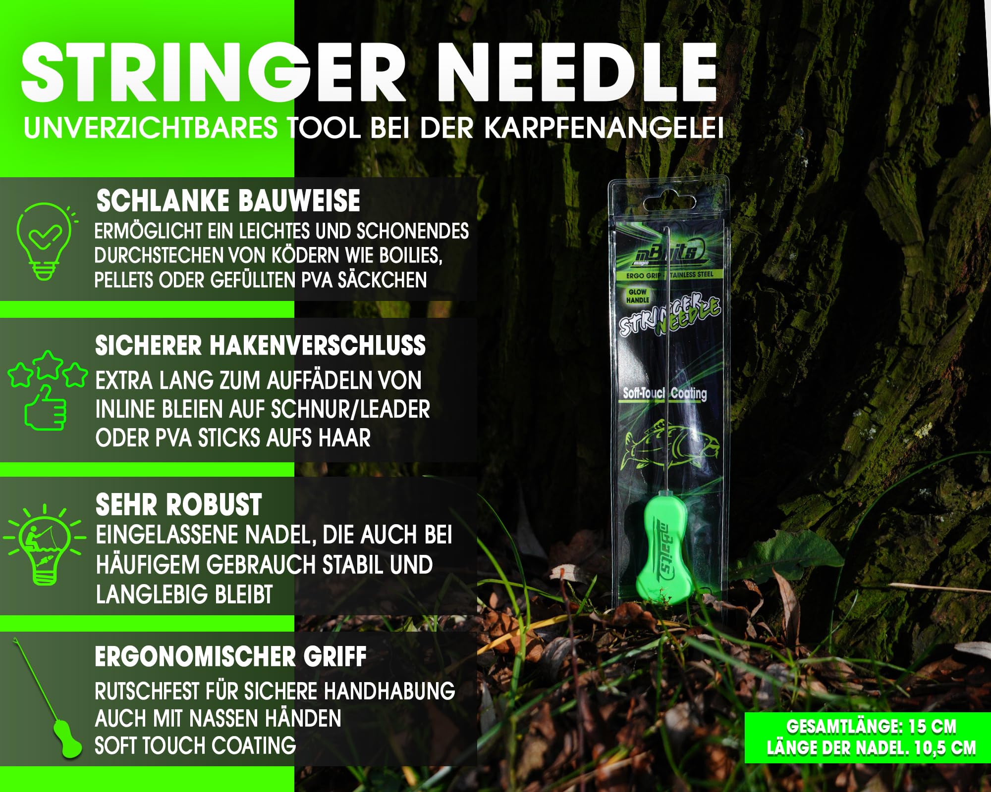 Angel-Berger Magic Baits Stringer Needle Boilienadeln Ködernadel Bait Needle Nadelfür Karpfenangeln Baiting Carp Tackle