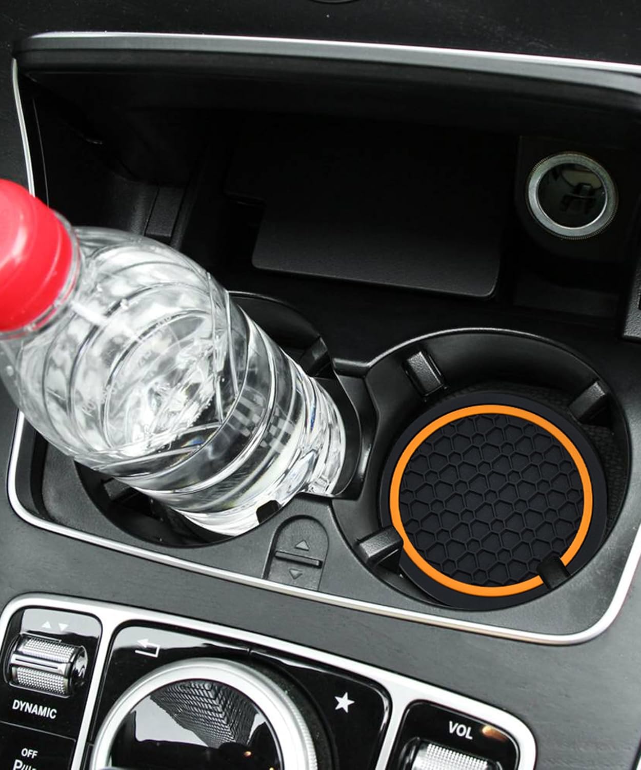 4PCS Car Coasters, Car Accessories Interior, 2.75 Inch Non-Slip Cup Holder Coasters, Black&Orange - Image 5