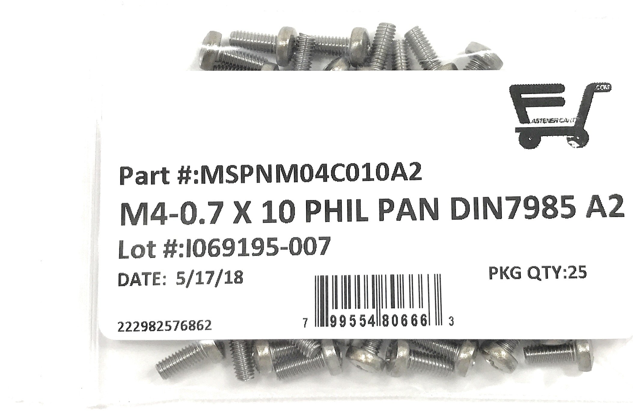 M4-0.7 x 10 Stainless Steel Phillips Pan Head Machine Screw