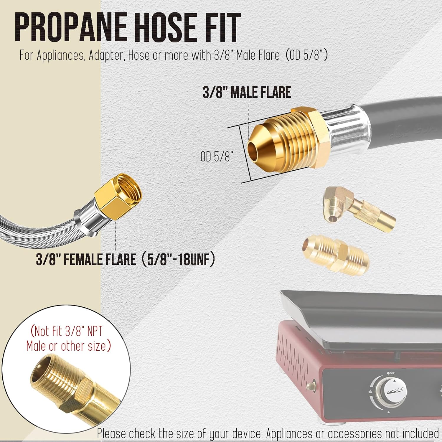 4 Feet Propane Tank Regulator Hose with Gauge, Universal Grill Regulator Replacement Parts, QCC1 to 3/8" Female Flare Nut Hose and Regulator for Most LP Gas Grill, Heater and Fire Pit Table