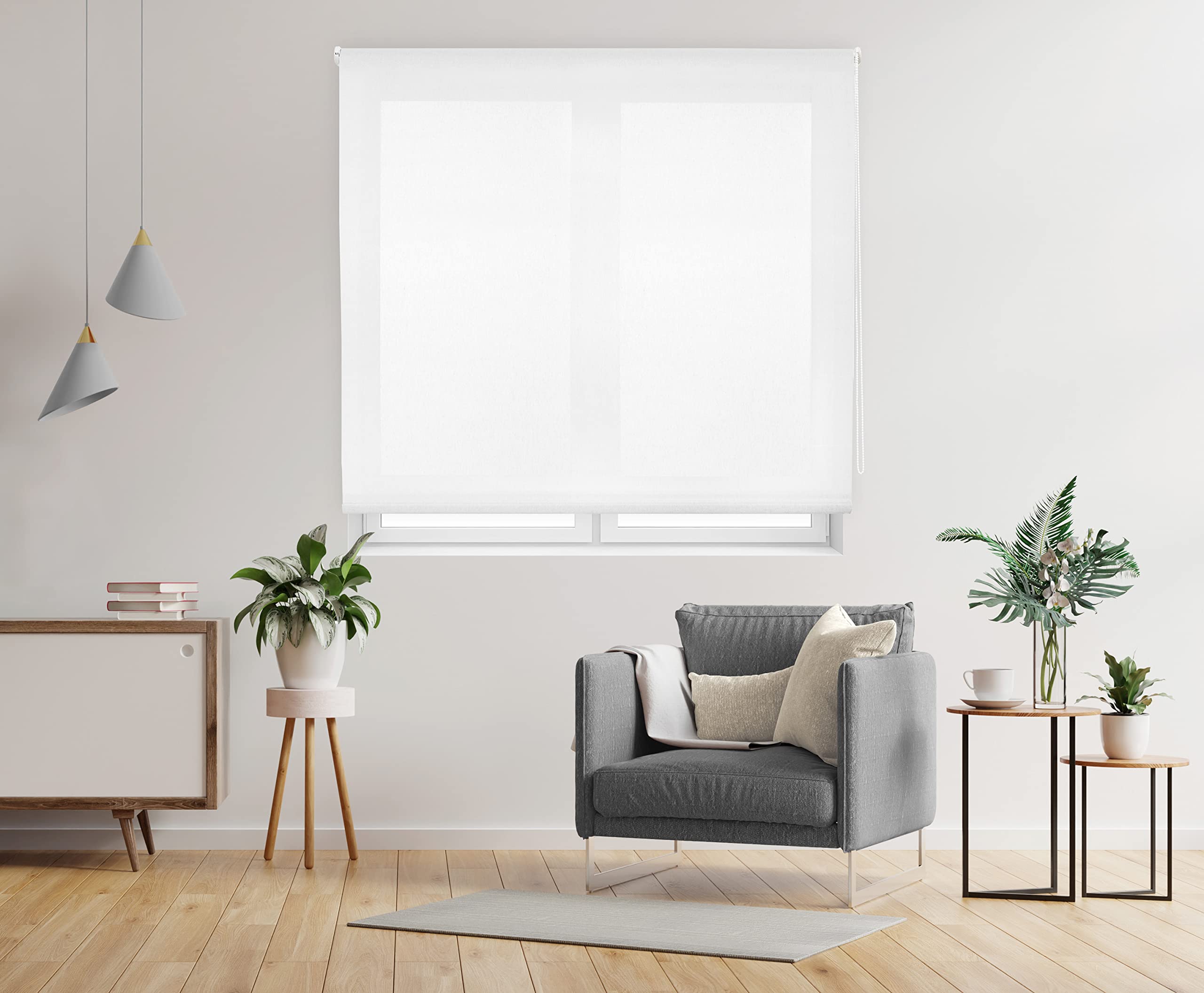 Blindecor Belmont - Tenda avvolgibile in tessuto traslucido lucido, 120 x 270 cm (larghezza per altezza). Dimensioni del tessuto: 117 x 265 cm. Tende per finestre