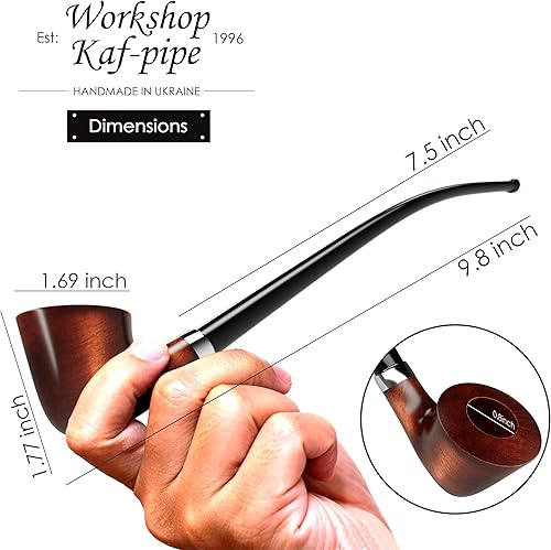Miniatura 2 de Pipa de tabaco modelo KAF218 Churchwarden Style madera hecha a mano con forma de Dublín de madera de pera con tallo acrílico, caja de regalo con