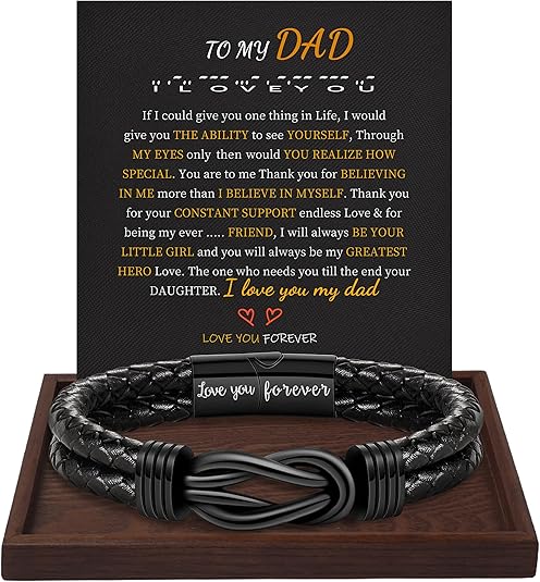 Gifts for Men Leather Bracelet Brown Braided Forever I Love You Gifts for Him Infinity Cuff Bracelets Birthday Gifts for Boyfriend Son Grandson Husband Dad Mens Fathers Day Gift
