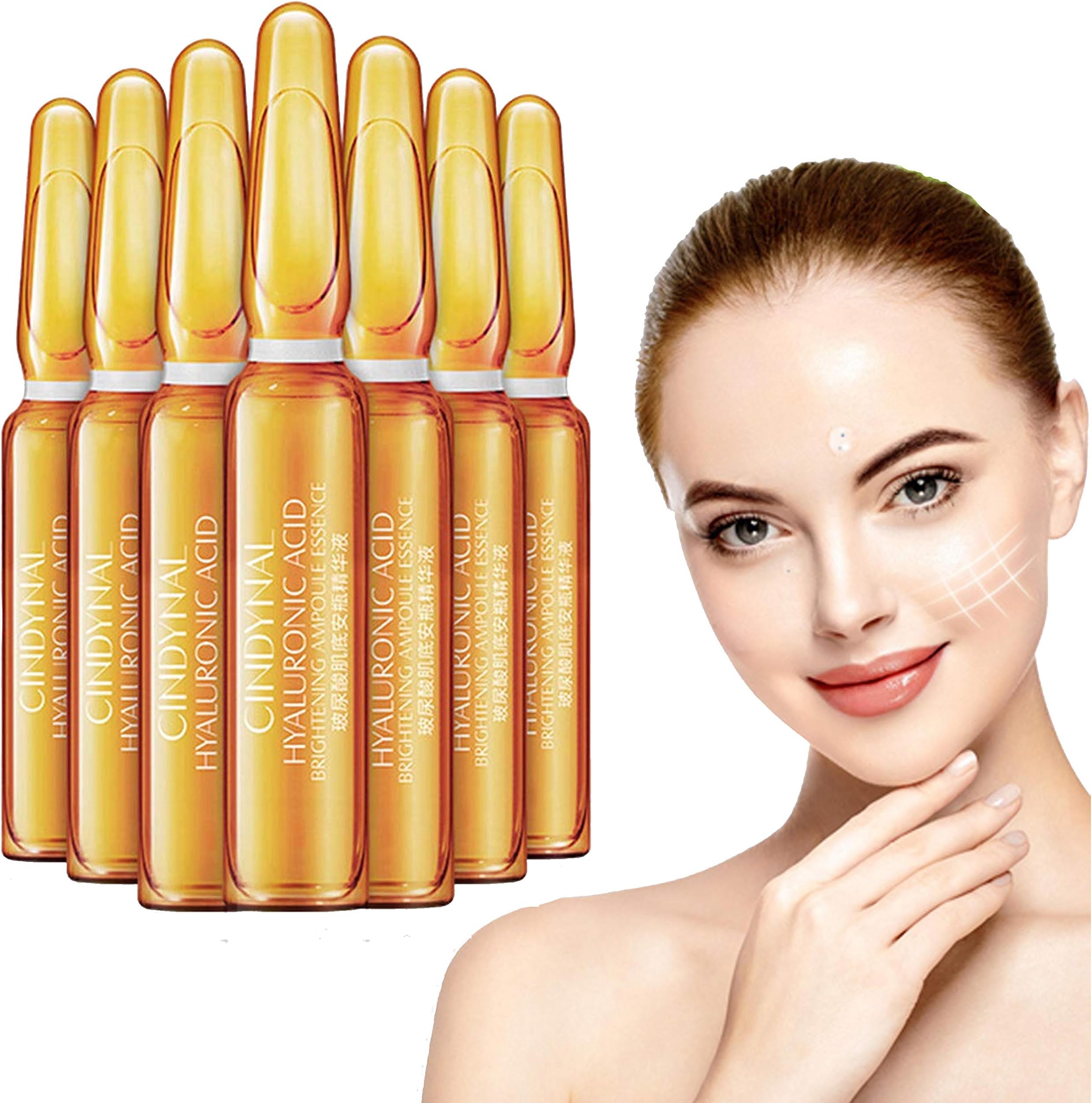 Nicotinamide Dark Spots Corrective Ampul, Hyaluronic Acid Serum Hydrating Anti-Aging Serum for Face, Neck and Eye Treatment | Anti-Wrinkle Facial Serums Fits All Skin Type(7Pcs/Box) (Gold 1)