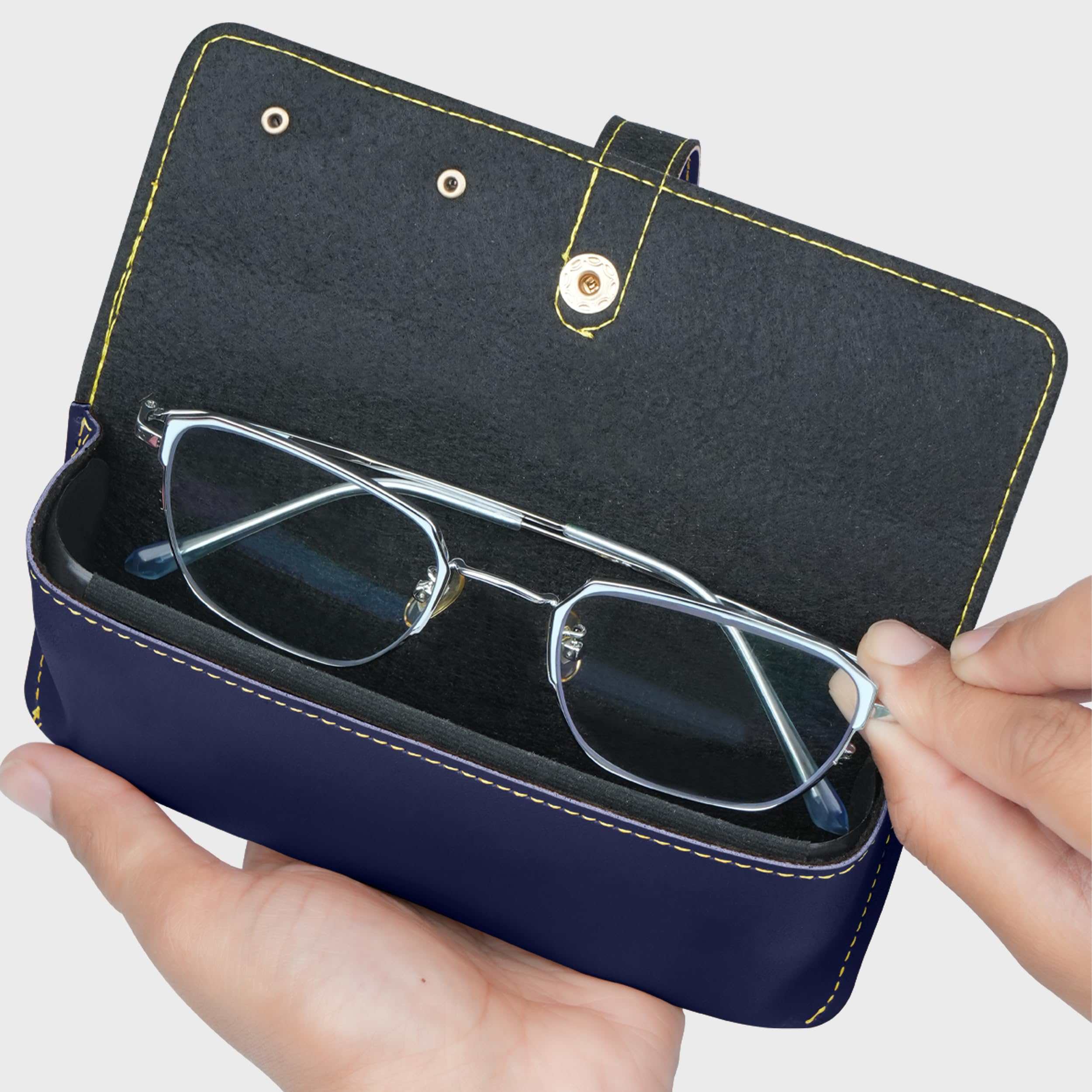 The Wallet Store Leather Eyewear Case for Men & Women Specs Cover - Blue