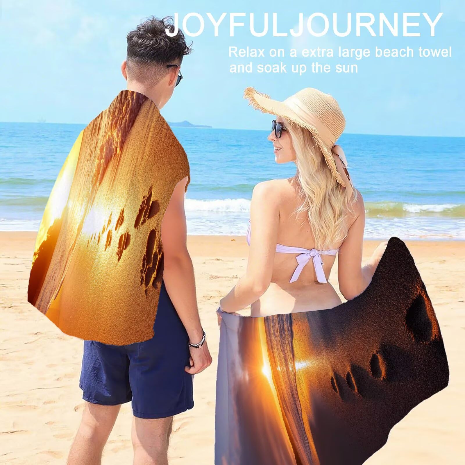 Mikrofaser Strandtuch 90x200cm, Sonnenuntergang Strandtuch Sommer Saunahandtuc 2 Stück Stranddecke Sandfrei, Schnell Trocknendes, Saugfahiges Strandmatte für Reise Urlaub Schwimmen Camping OC-337
