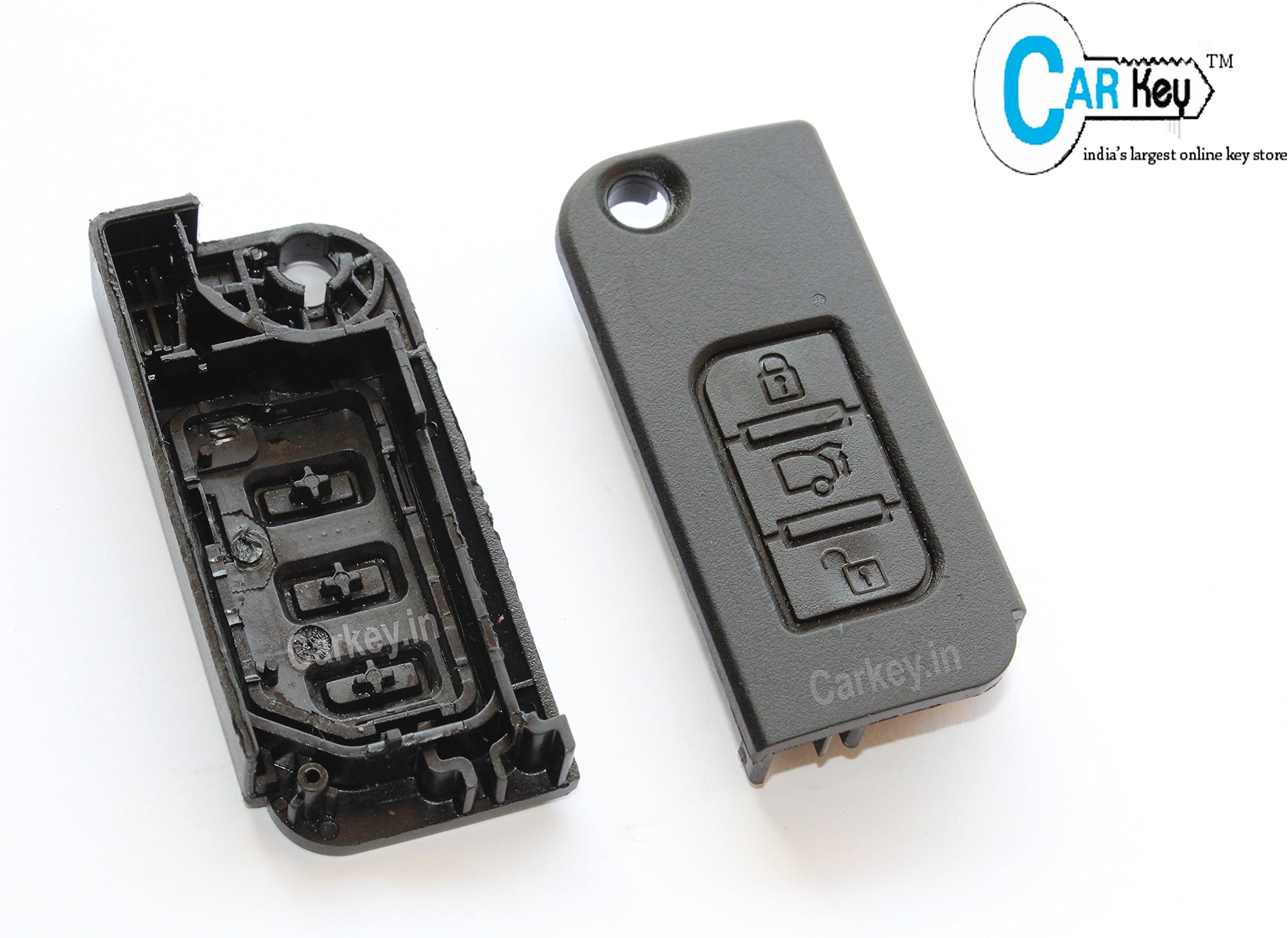Carkey Xuvfront- Mahindra 3 Button Black Flipkey Front Replacement Key Shell