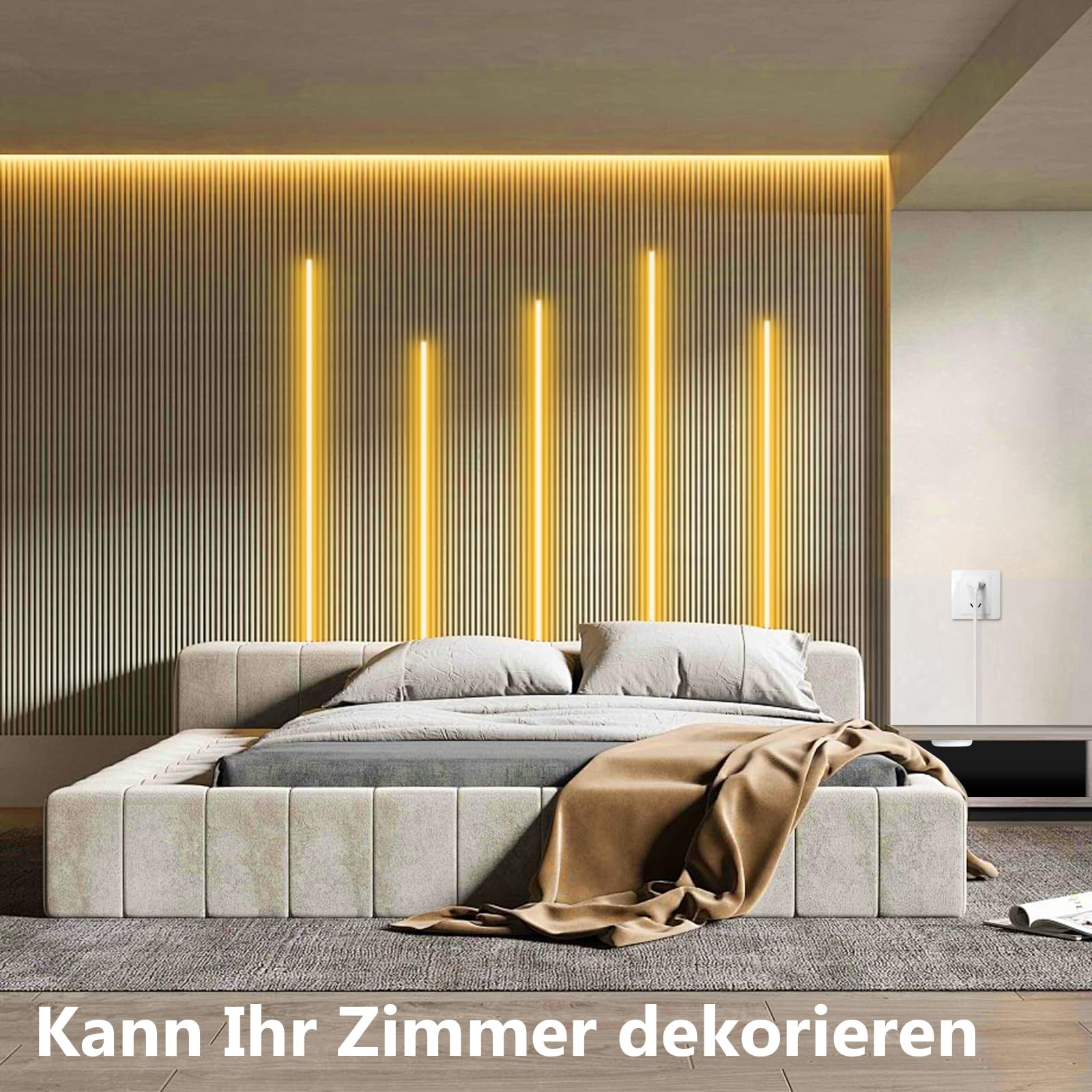 AIMENGTE COB LED Strip 2m, 6 Rollen 12V Warmweiß Akustikpaneele Schneidbar COB LED Streifen, with Berühren und Hand Sweep Dimmer Schalten, für Weinschränke, Regale, Schränke, Küche Beleuchtung