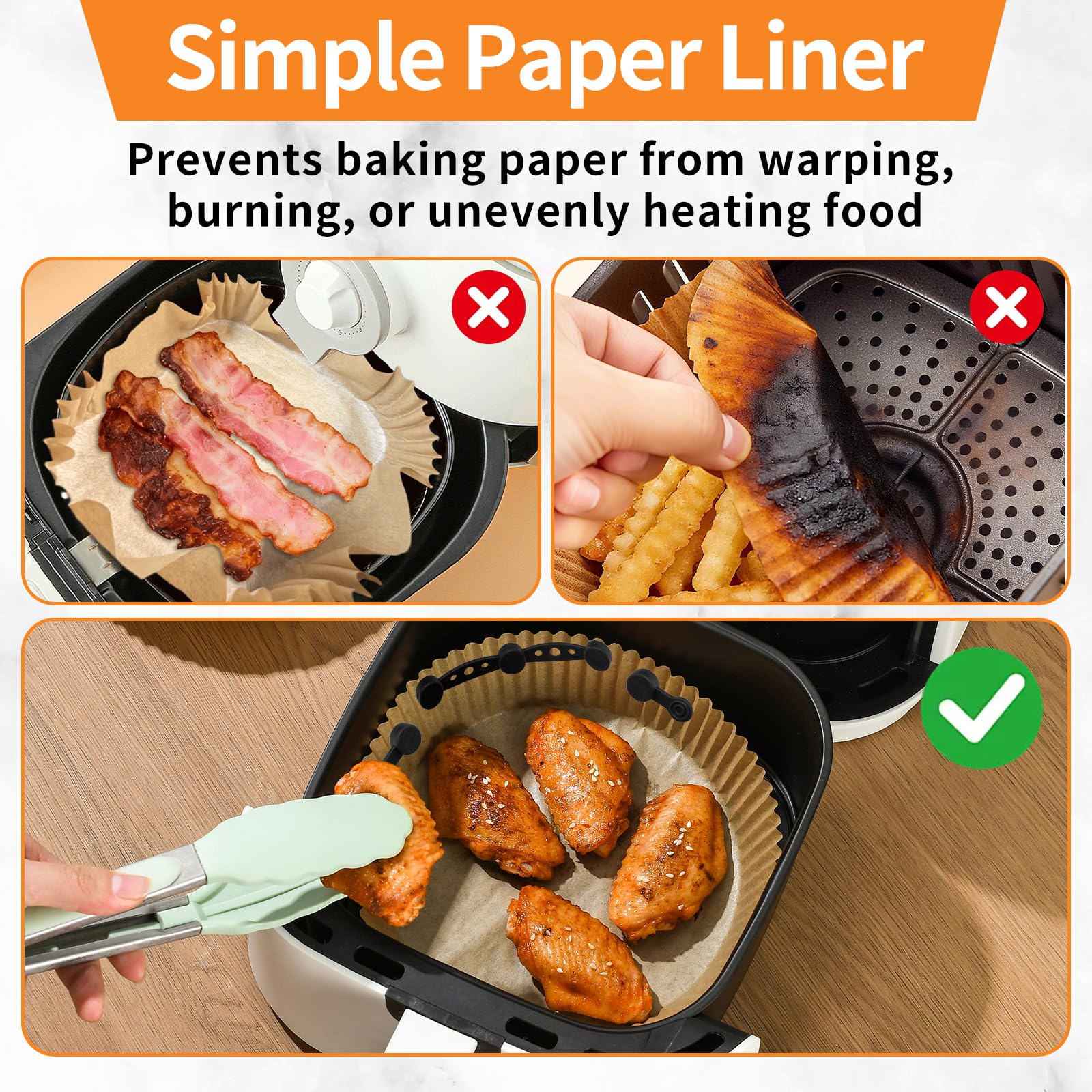 JeVenis 200 PCS Luftfritteuse Pergamentpapier Luftfritteuse Zubehör Papier