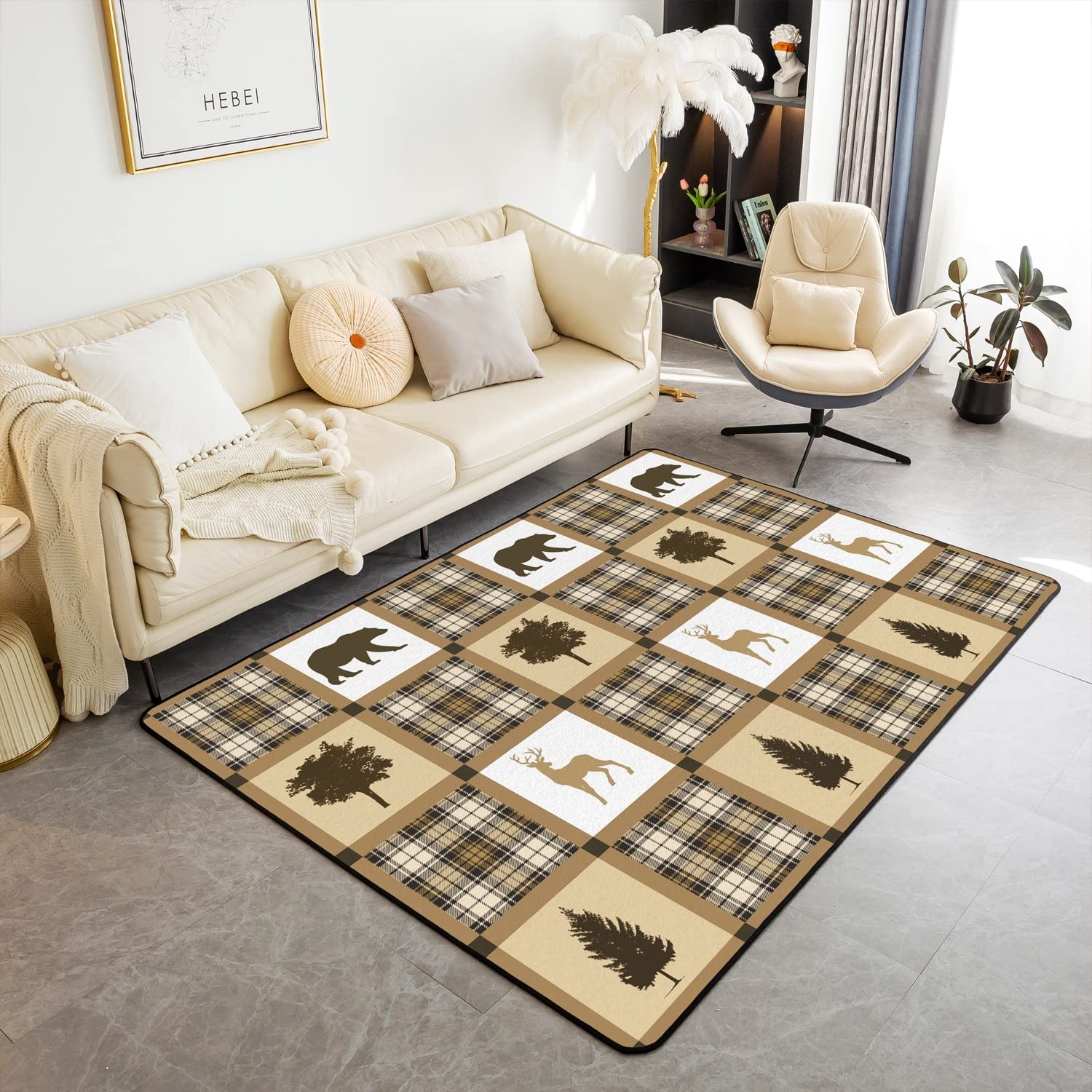 Rustic Bear Rugs Erosebridal Rustic Bear Deer Area Rug for Kids Teens Adult,Retro ...