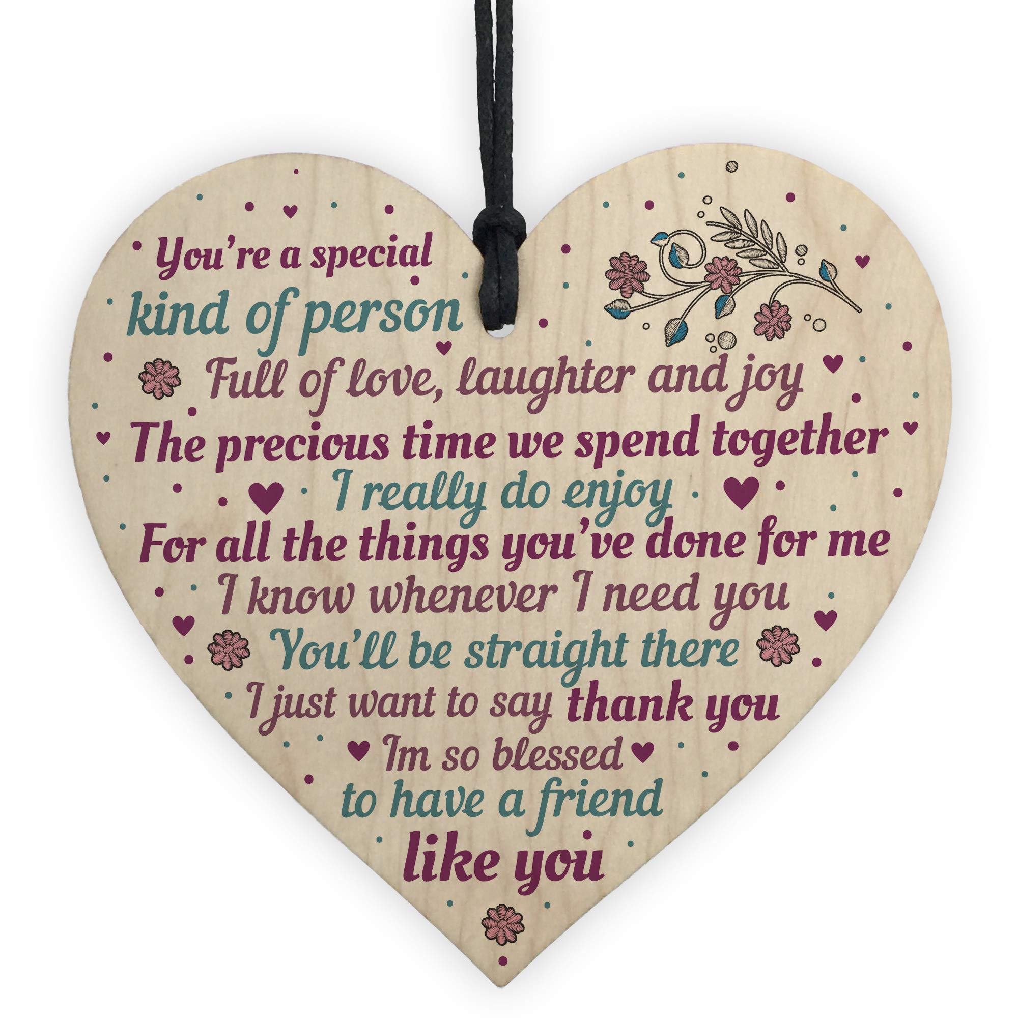 RED OCEAN Special Handmade Wood Heart Plaque Gift Perfect For Your Best Friend Thank You Friendship Keepsake