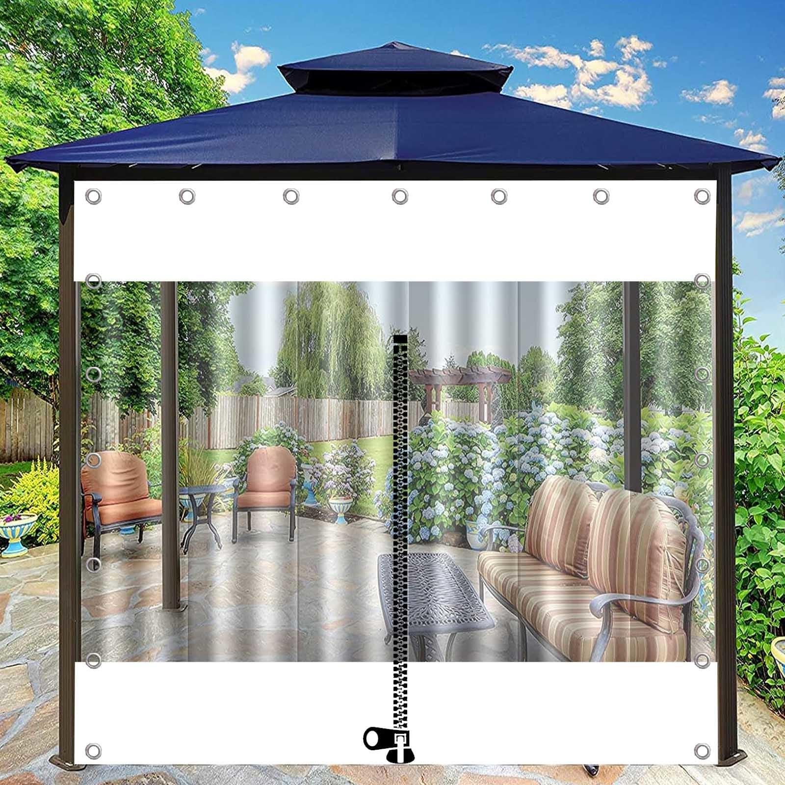 Telone impermeabile C 2 x 2 m / 6.6x6.6ft, copertura in PVC trasparente con occhielli, pannelli laterali per esterni, per gazebo da patio, perfetto per feste ed eventi