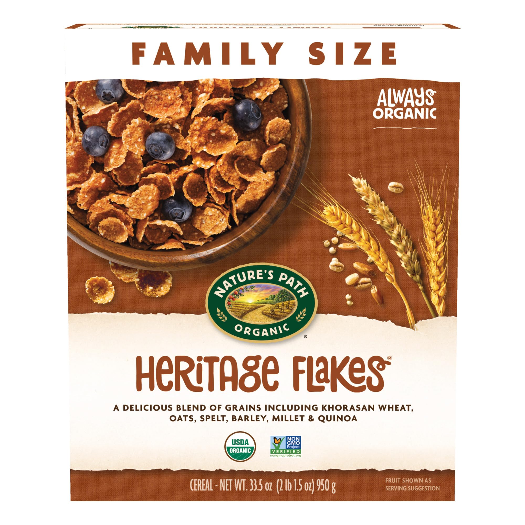 Nature's Path Organic Heritage Flakes® Cereal, 33.5 oz (Pack of 4), Non-GMO