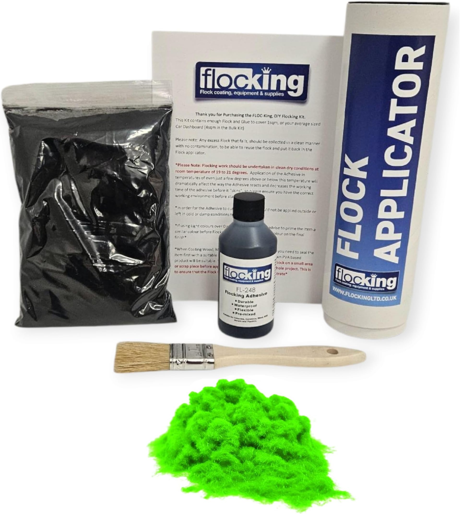 Small Flocking Kit - Flock Powder - Nylon Flock - (Fluorescent Green)