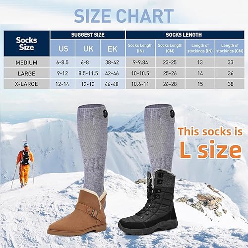 Miniatura 2 de Wototic Calcetines calefactables, 2023 actualizados, recargables, 10 horas, para hombres y mujeres, con batería de 6000 mAh, calcetines térmicos