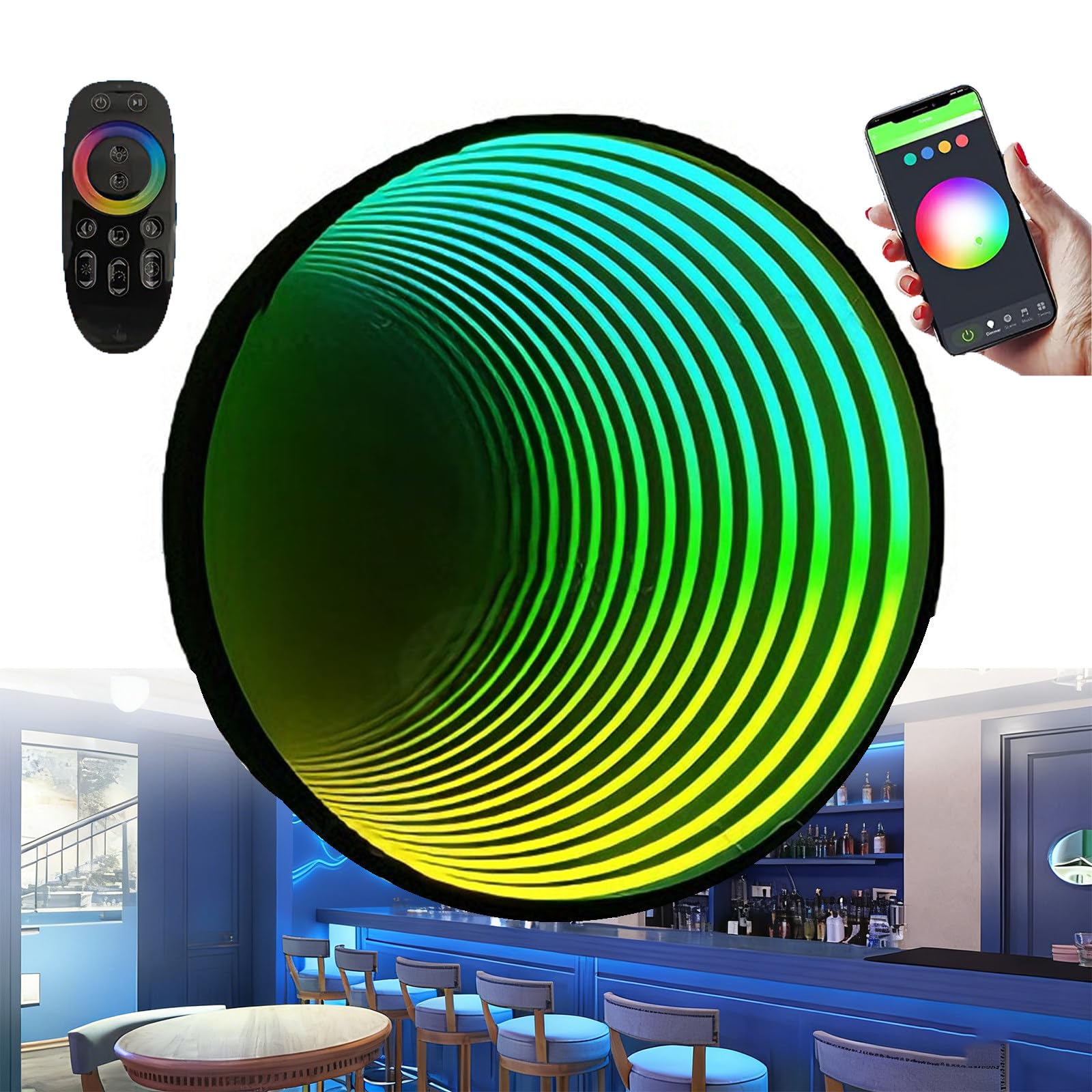 Wciągająca Lampa Tunelowa 3D Infinity, Wielokolorowa Lampa ścienna Rgb, Fajna Lampa Artystyczna, Do Gier, Kina Domowego, Do Stworzenia Atmosfery Imprezy Circle-30cm