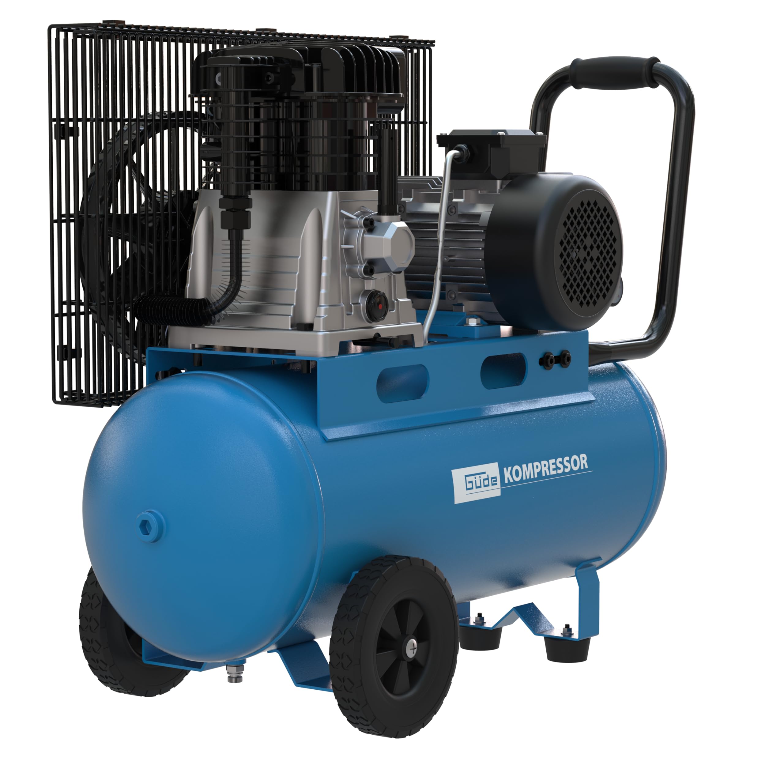 Güde Compresor de 580/10/50/400 V (2,2 kW, caldera de 50 l, agregado de 2 cilindros lubricado con aceite, transmisión por correa, máx. 10 bar, eff. Entrega. 310 l/min, reductor de presión, 2