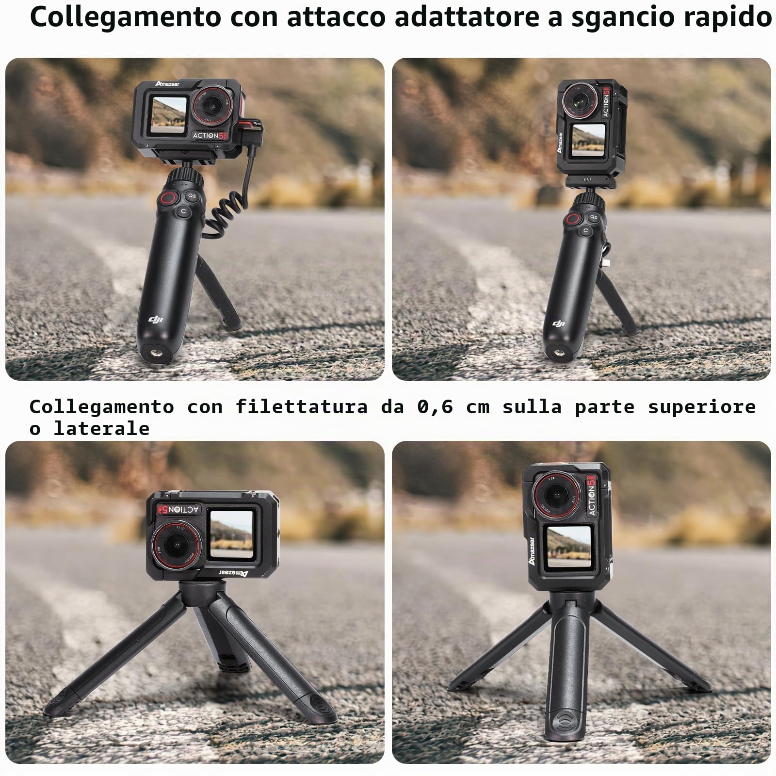 AMAZEAR Gabbia Metallica per DJI Osmo Action 4 Action 5 Pro Accessori, DJI Action4 Action5 Pro Telaio Protettivo Multifunzionale Custodia in Alluminio Kit Combinato,osmo action 4/5 cage