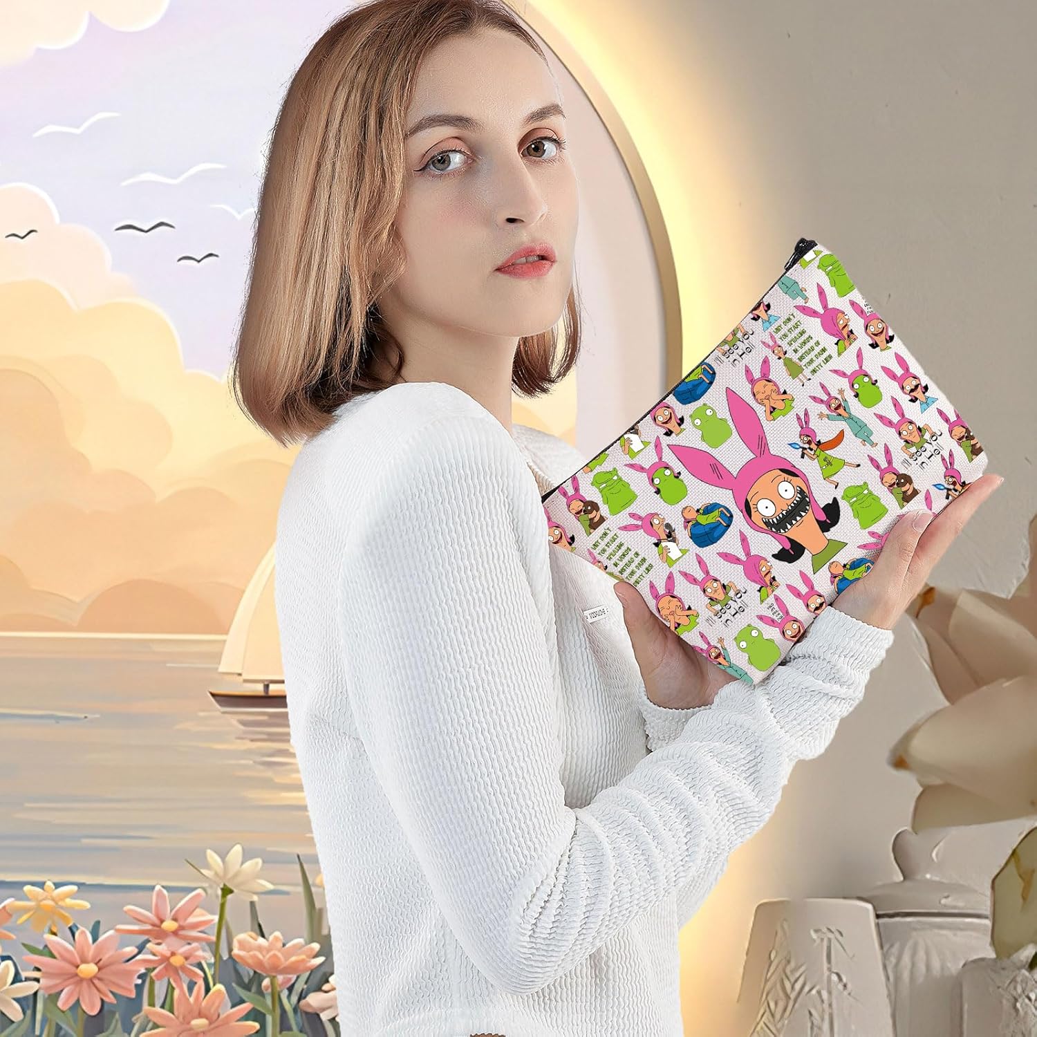 LEVLO Louis Cosmetic Bag Belcher Fans Gift Bob Family Zipper Pouch Bag Louis Cartoon TV Show Merchandise (I'll See You Bag) - Image 5