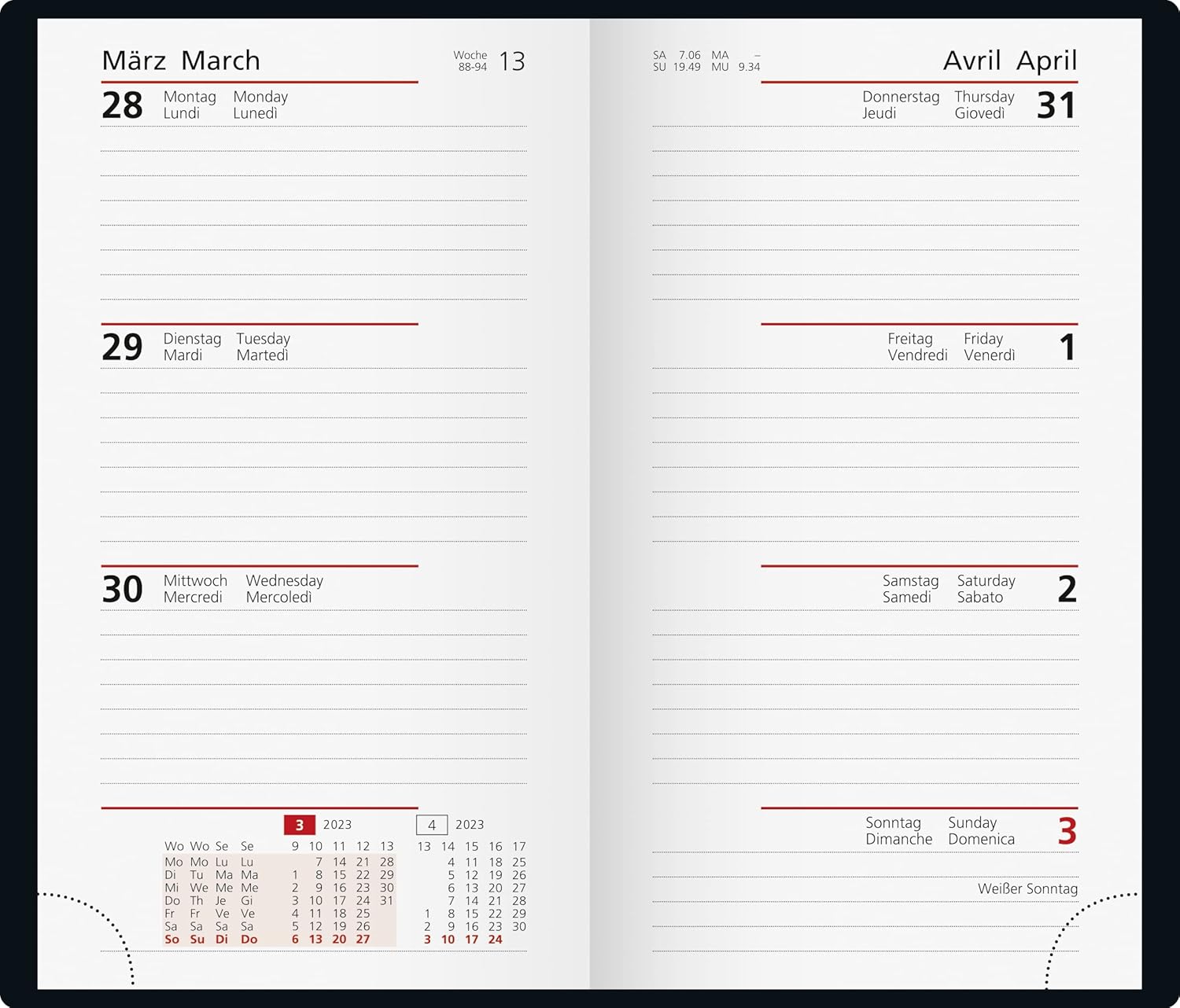 rido/idé Weekly Calendar Model Pocket Planner 2023 Sheet Size 8.7 x 15.3 cm Wine Red
