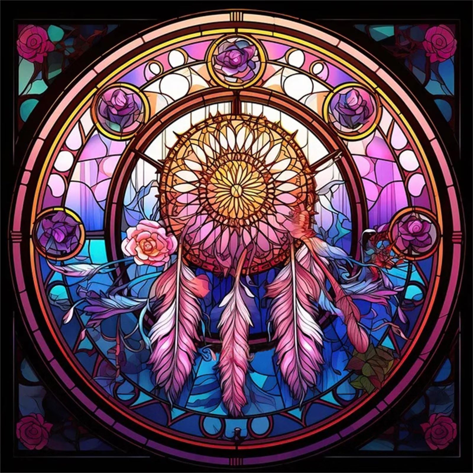 TengYuer 5D Diamond Painting Kits for Adults Kids DIY Diamond Art Kits 30x30cm Rhinestone Diamond Cross Stitch Embroidery Canvas Painting Pictures Painting for Beginners - Stained Glass Feather