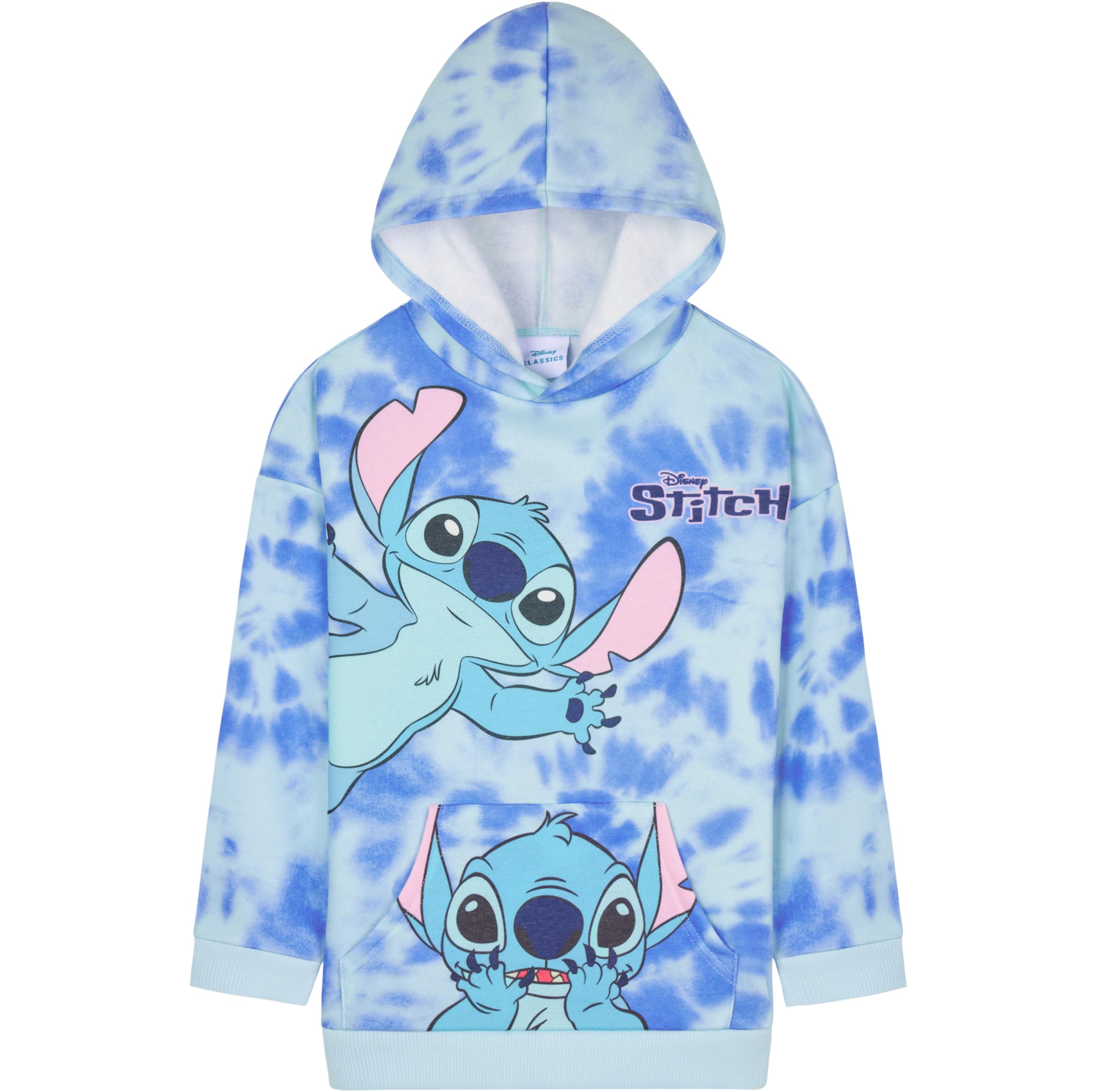Disney Girls Blue Tie Dye Stitch Hoodie Jumper Pullover Kids Stitch Gifts For Teen Clothes Birthday Gift Activewear Casual Wear (11-12 Years, )
