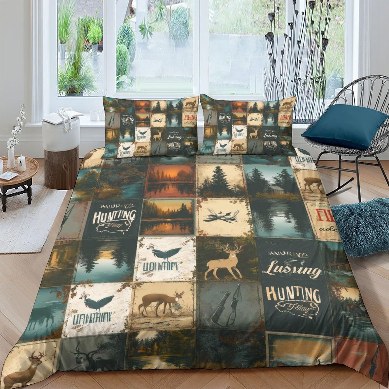 Ctjqhvkz Style-2 3D Printed Forest Wildlife Fitted Sheet Microfiber Soft Bear Deer Woodland Bed Cover For Bedroom Dorm Decor Single（135X200cm）
