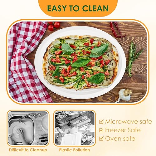 Miniatura 6 de FEHHTO Platos de papel ovalados desechables, paquete de 100 platos de papel grandes biodegradables de 12.5 pulgadas, platos de bagazo compostables