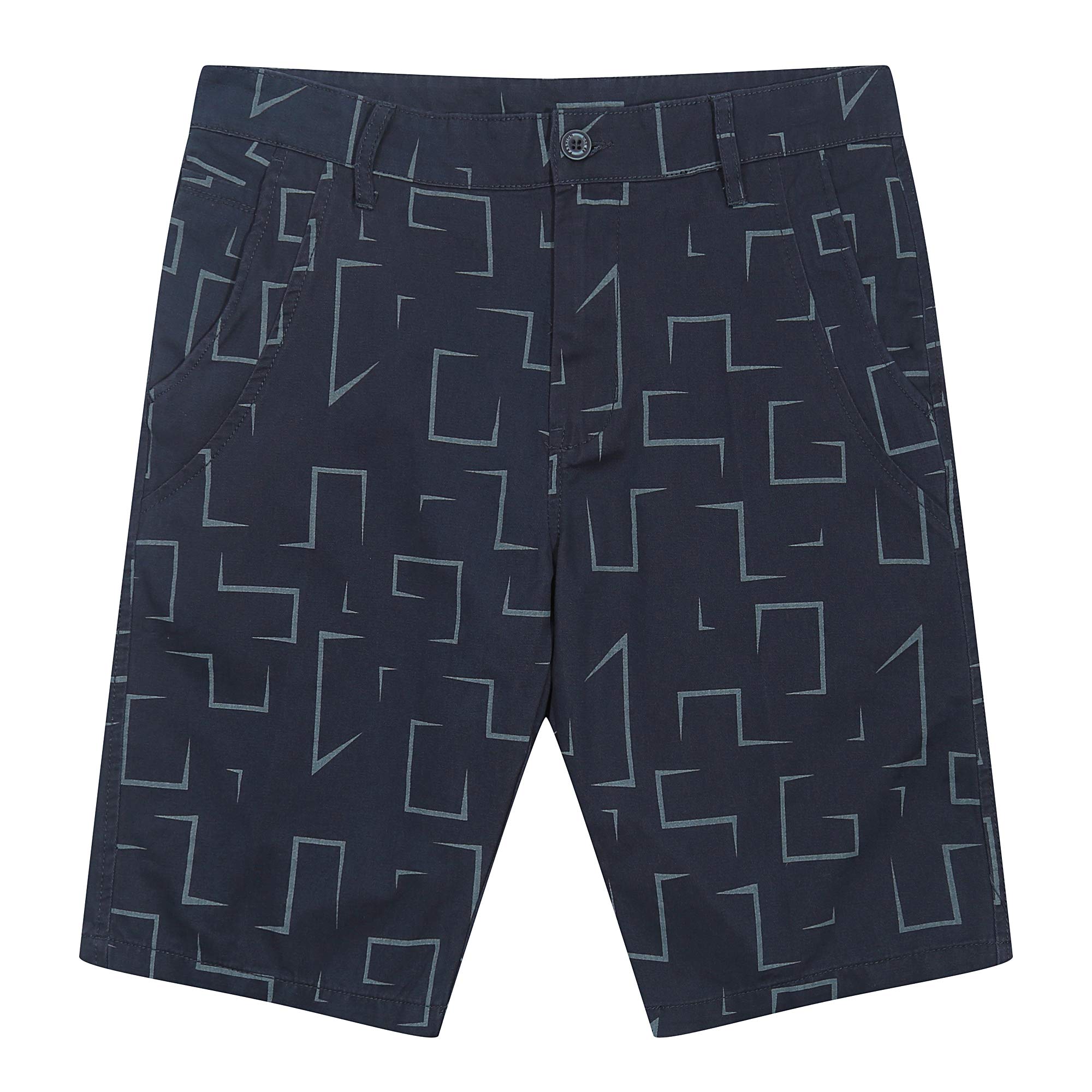 Men's cotton casual multi-pocket shorts extra thick oblique printed five-point four-pants pants