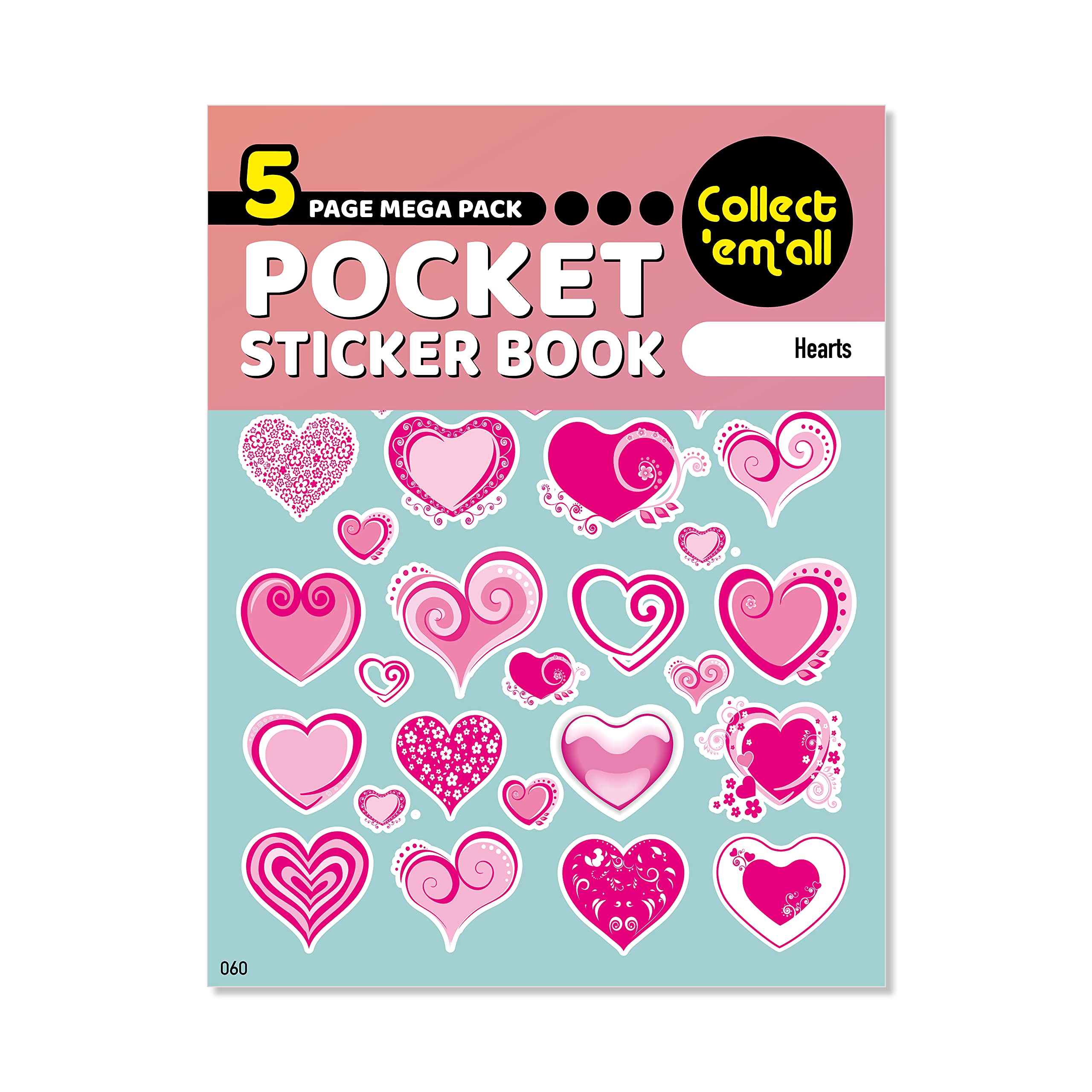 Lds Landlord Direct Supplies Multi-Color Pocket Sticker Book (5 Pages) - 64 Mega Packs To Collect Coloured Stickers For Kids - Hearts
