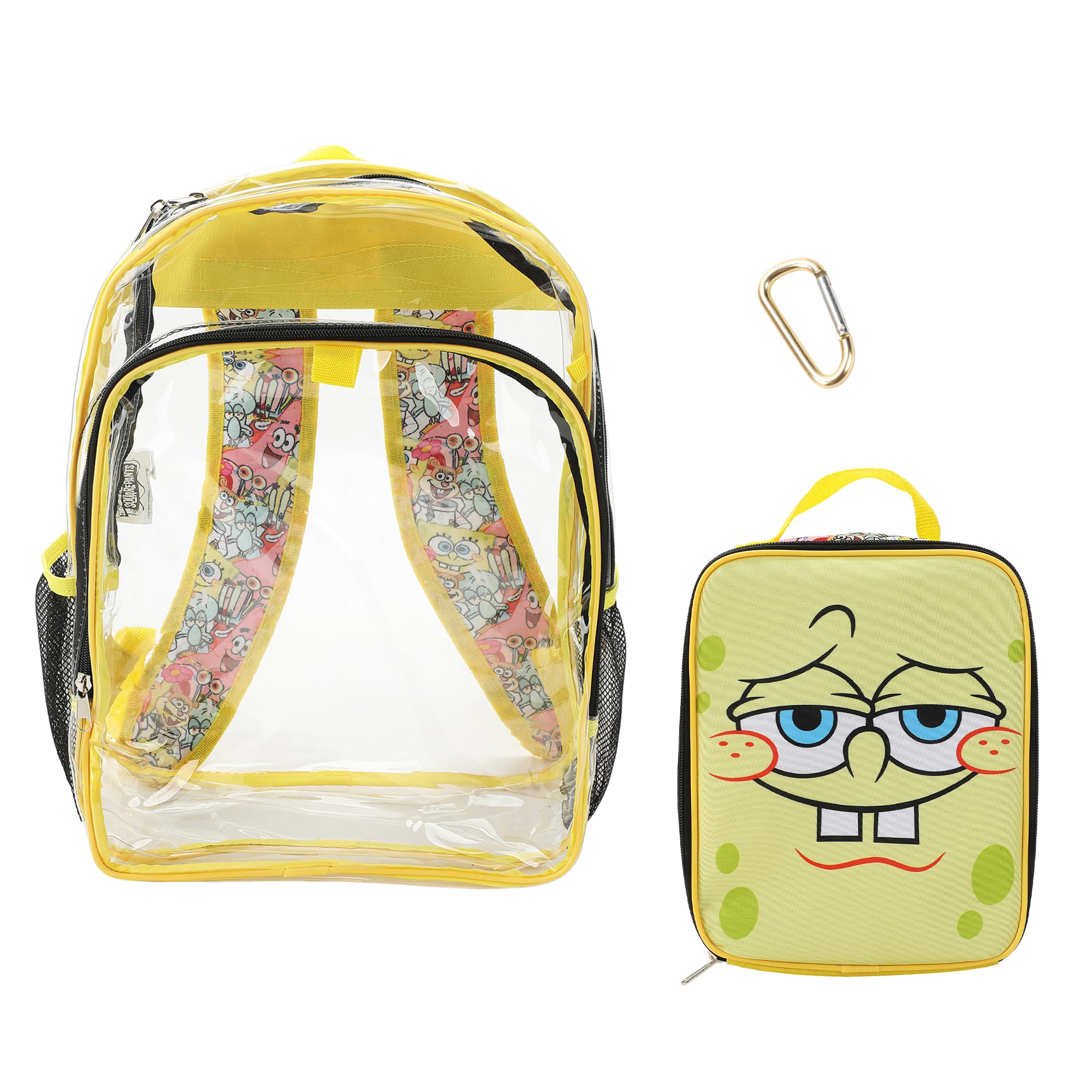 Bioworld Spongebob Squarepants Character Print 16" Clear Backpack & Lunch Kit Value Set