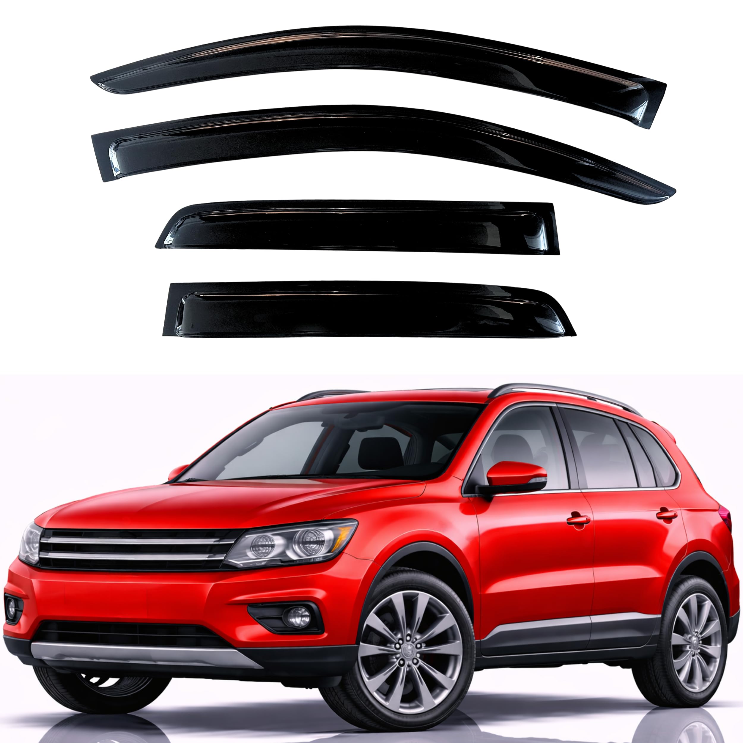 KPY Rain Guards Fit for 2009-2017 Volkswagen Tiguan, Out-Channel Window Visors Vent Wind Deflectors 4PC, Car Accessories for 09-17 VW Tiguan