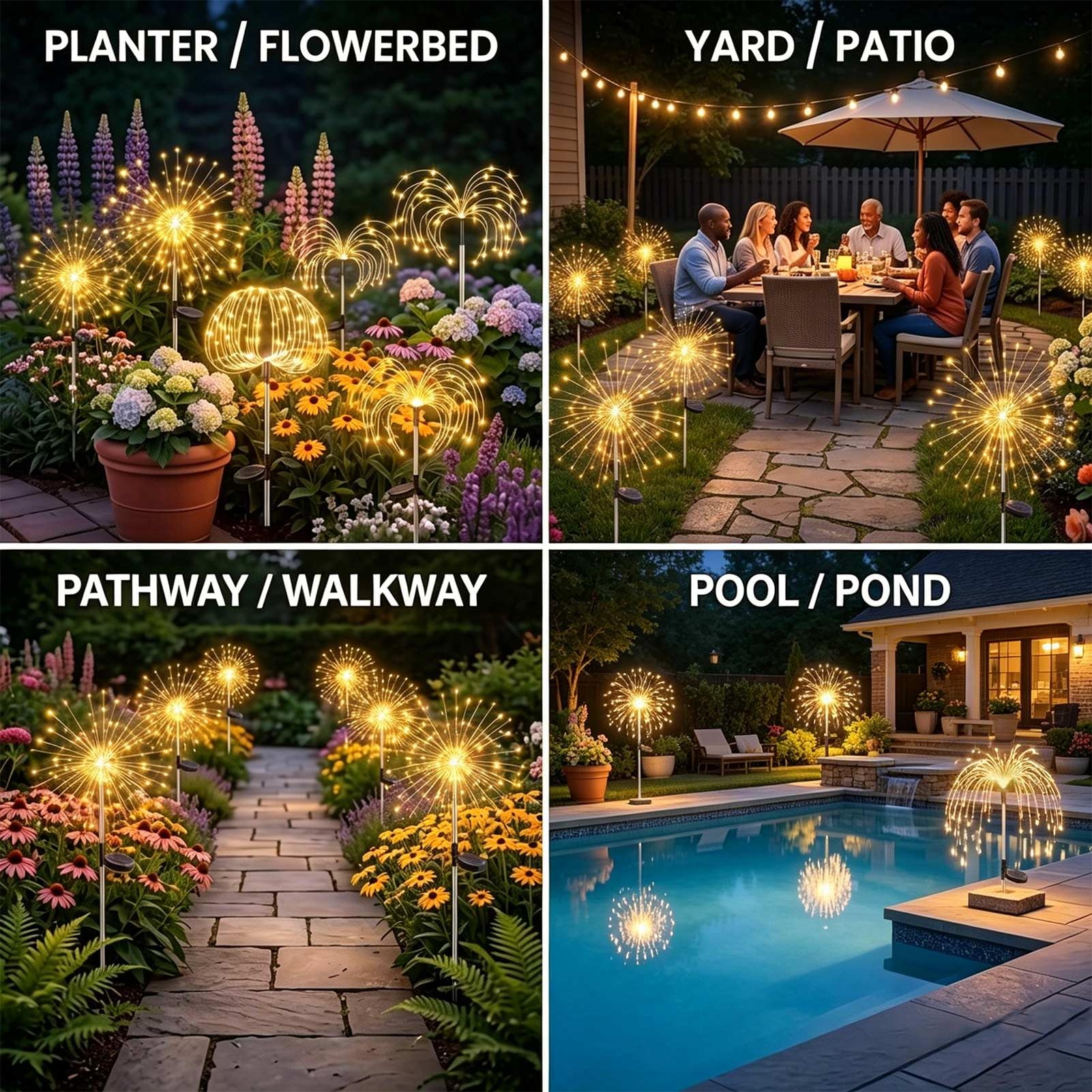 Joycome Lampa solarna do dekoracji ogrodu, 2 sztuki, 150 diod LED, dmuchawiec, 8 trybów, wtyczka solarna, oświetlenie ogrodowe, wodoodporne, na zewnątrz, balkon, taras, kwiat