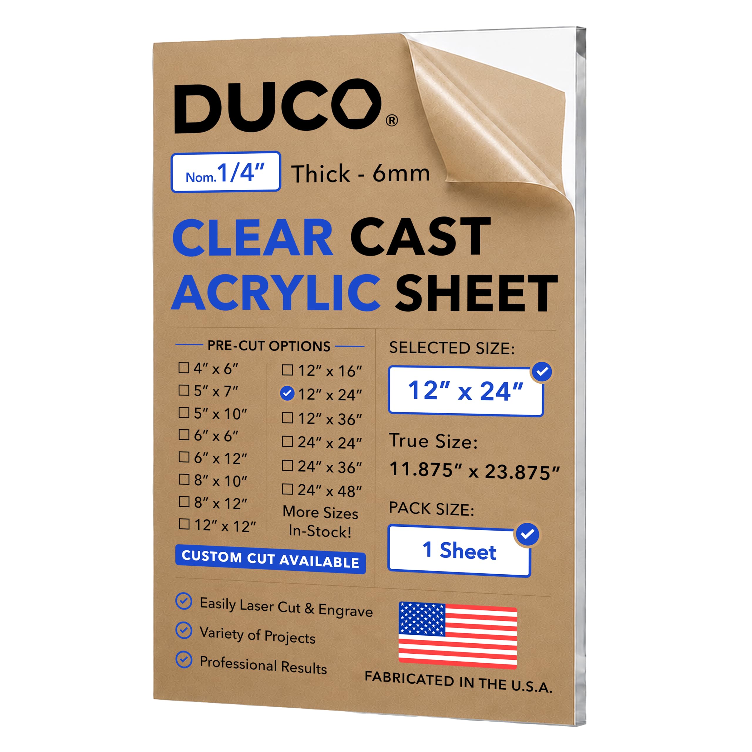 Clear Acrylic Sheet - 12"x12" Plexiglass -32