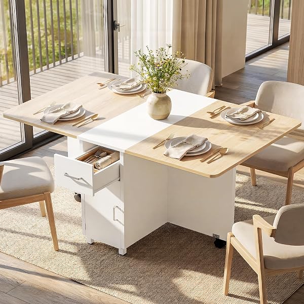 Expandable Drop Leaf Table with Storage