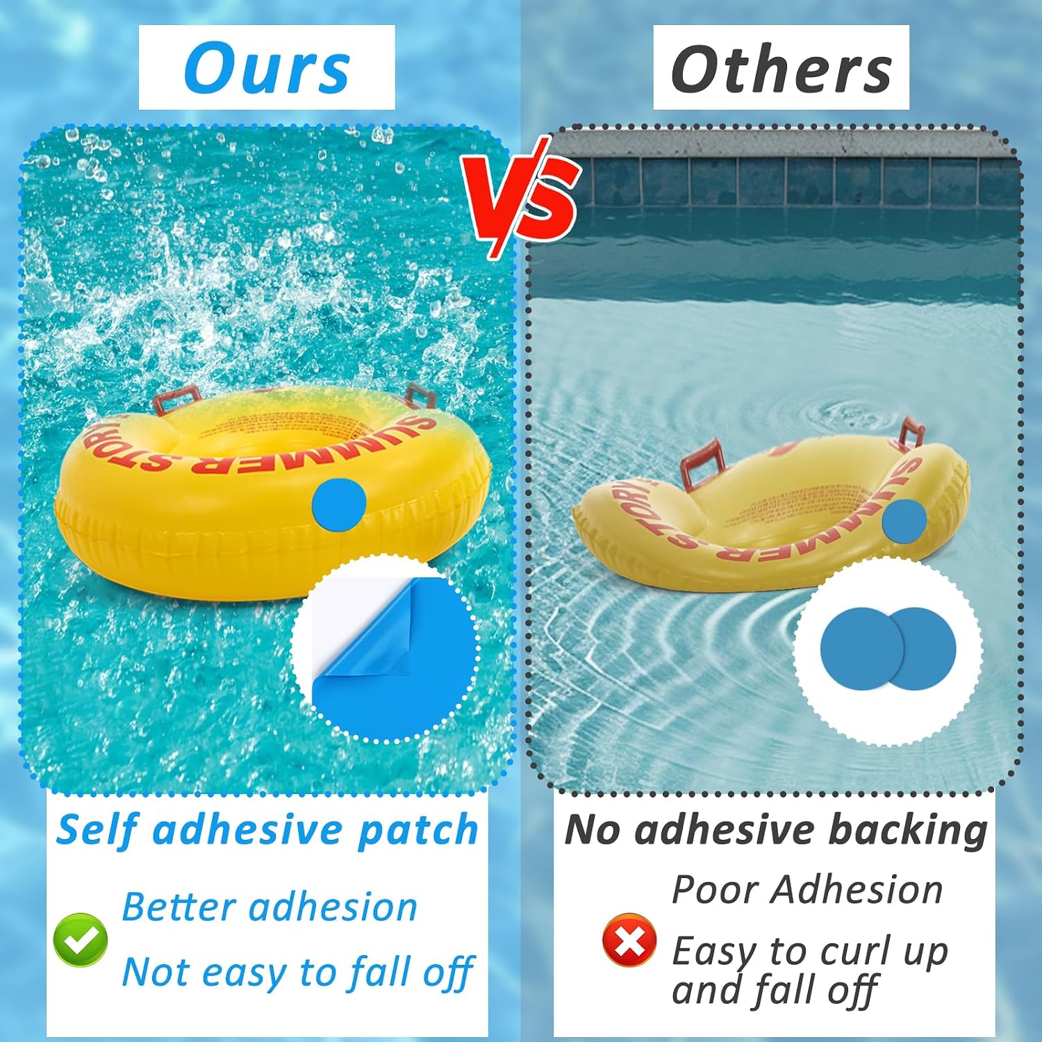 Exlarge Pool Liner Repair Patch 4ft x 2.8ft Vinyl Pool Liner Patch Self Adhesive PVC Vinyl Patch Kit for In-Ground or Above Ground Pools Inflatable Swimming Boat Air Mattress (Blue)