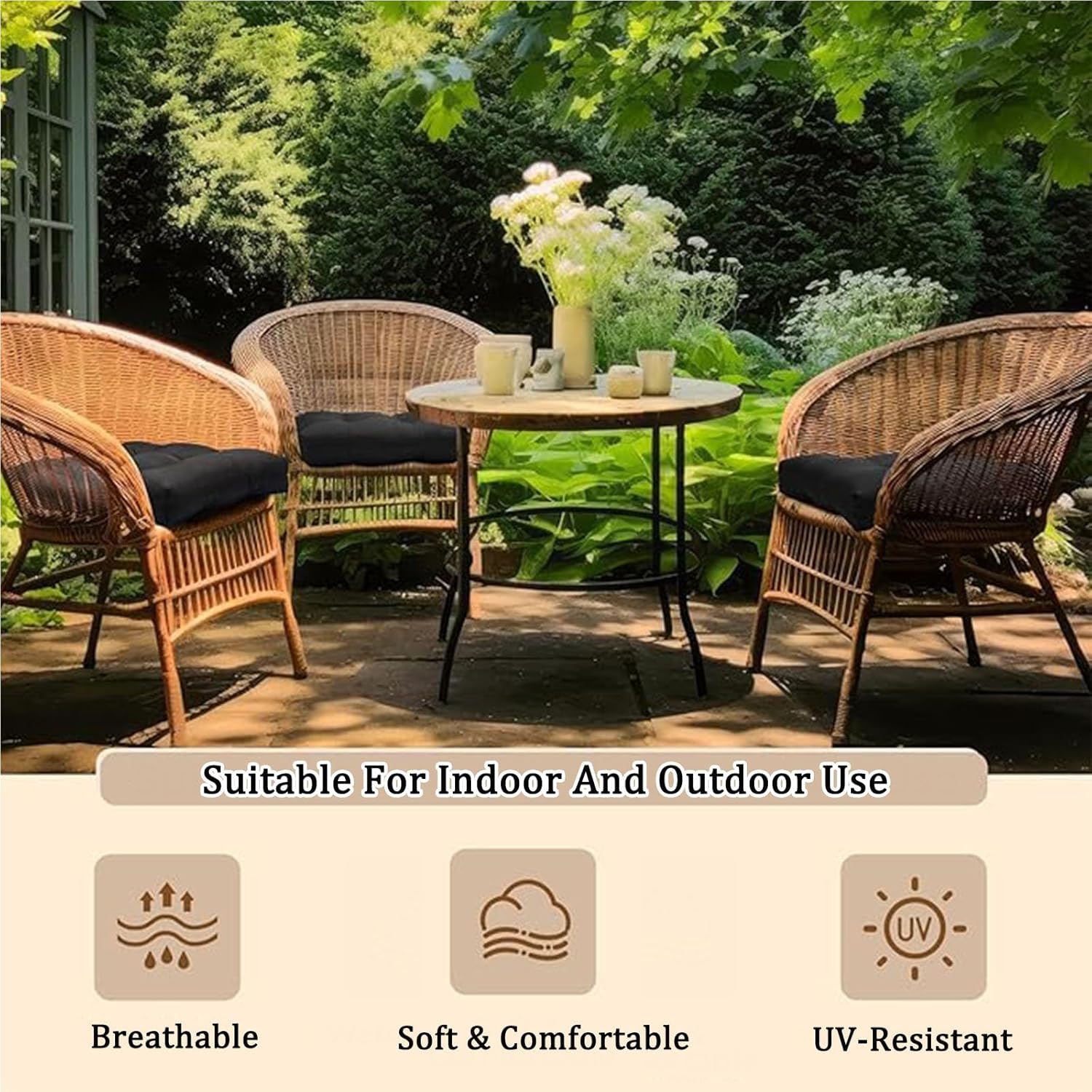 ダイニングチェア用快適なラベンダーシートパッド（紐付き） - キッチン、ガーデン、オフィス、教室用の洗えるクッション - 1/2/4