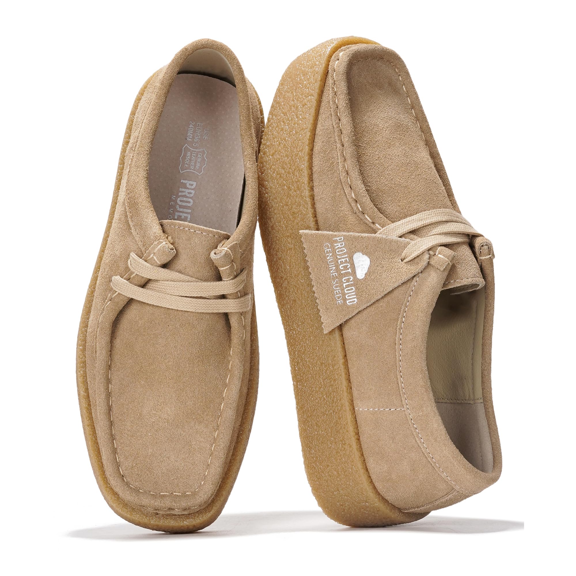 Genuine Leather Shoes Women Loafers Slip On Platform Loafers Women Loafers Memory Foam Insole Elegant Oxford Autumn Shoes, Wheat Suede, 6 UK-image-15