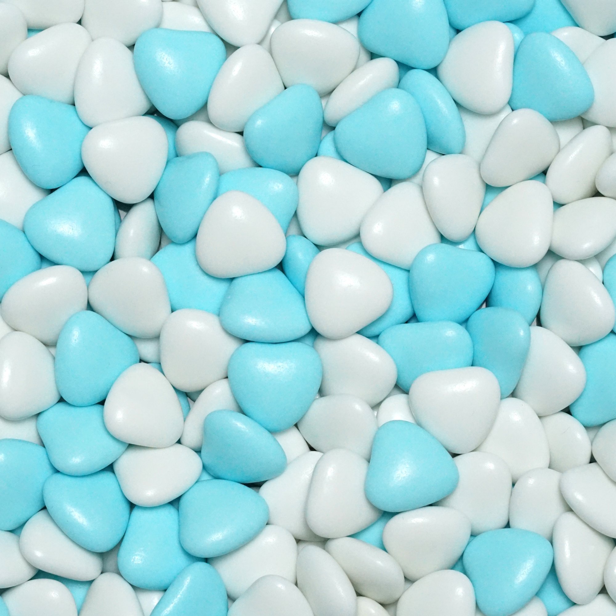 EinsSein 1kg Corazones de Chocolate grageas boda bautizo medio blanco-azul claro brillo