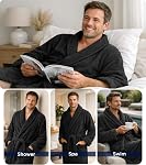 DAN RIVER Premium Cotton Terry Robes for Women and Men, Ultra Soft bathrobe with Adjustable Waist Belt and Pockets