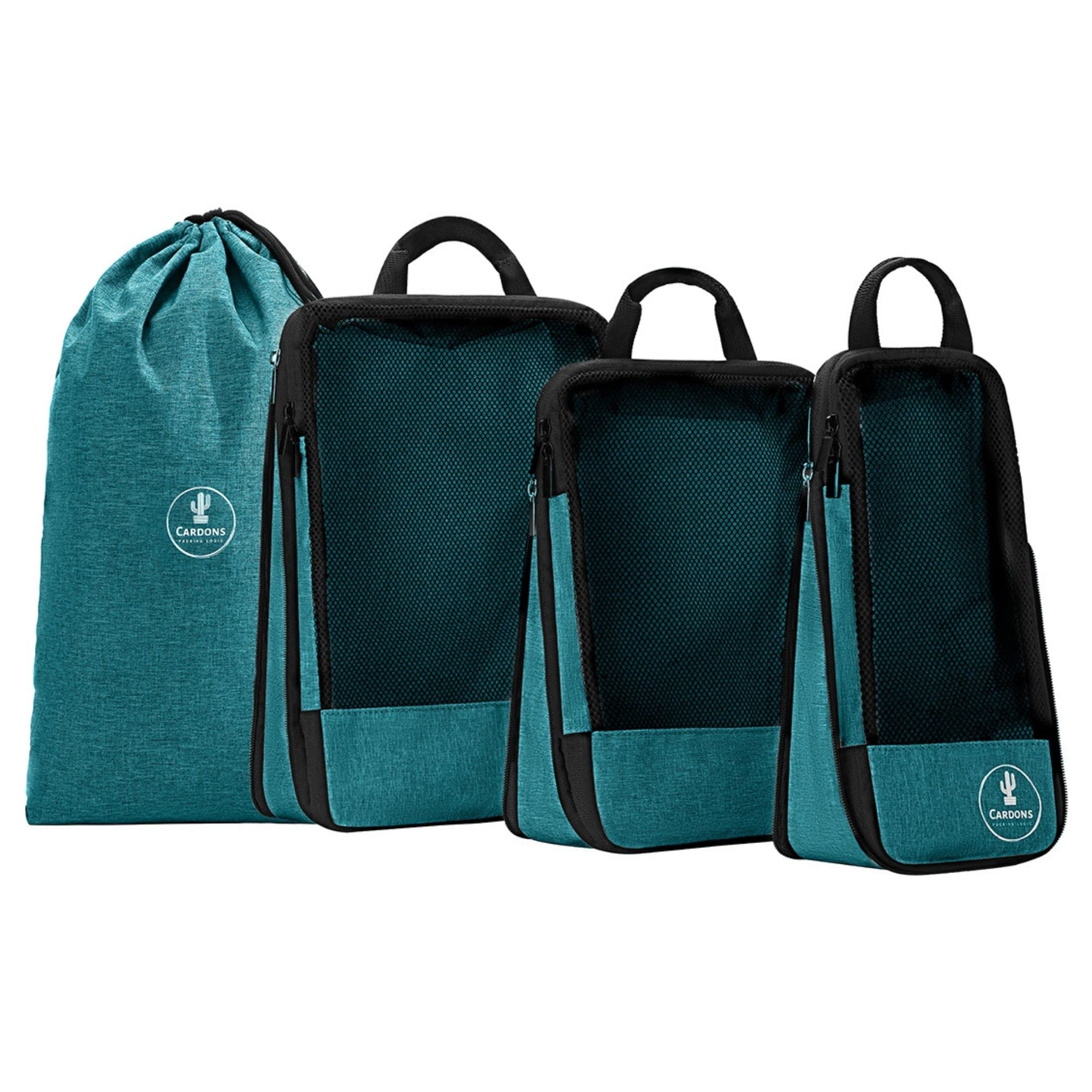 Cubi da viaggio a compressione per imballaggio e organizer da viaggio (6 pezzi, verde e bianco