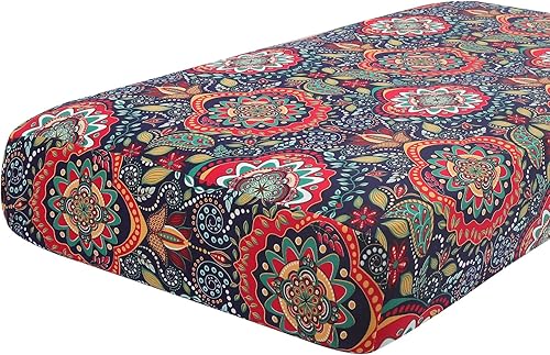 Miniatura 48 de hyha Fundas de cojín de sofá estampadas, fundas de sofá florales lavables para sofá de 3 cojines, fundas de cojín elásticas con patrón de Rojo y