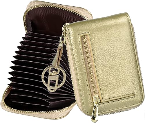 RFID pequeño titular de la tarjeta de crédito carteras para las mujeres cremallera monedero con llavero