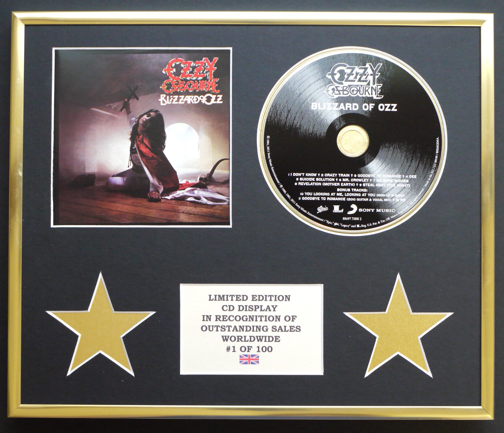 OZZY OSBOURNE/CD DISPLAY/LIMITED EDITION/COA/BLIZZARD OF OZZ