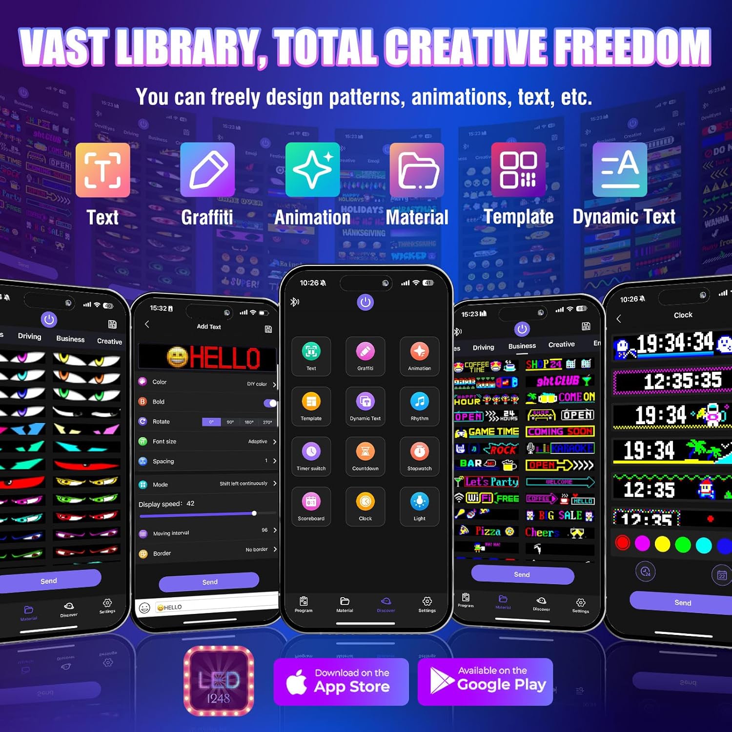 Golf Cart LED Eyes for Golf Cart Windshield, 23x5in Programmable Flexible Screen with App Control, High Bright DIY Dynamic Display Sign for Car/Motorcycle/Golf Carts